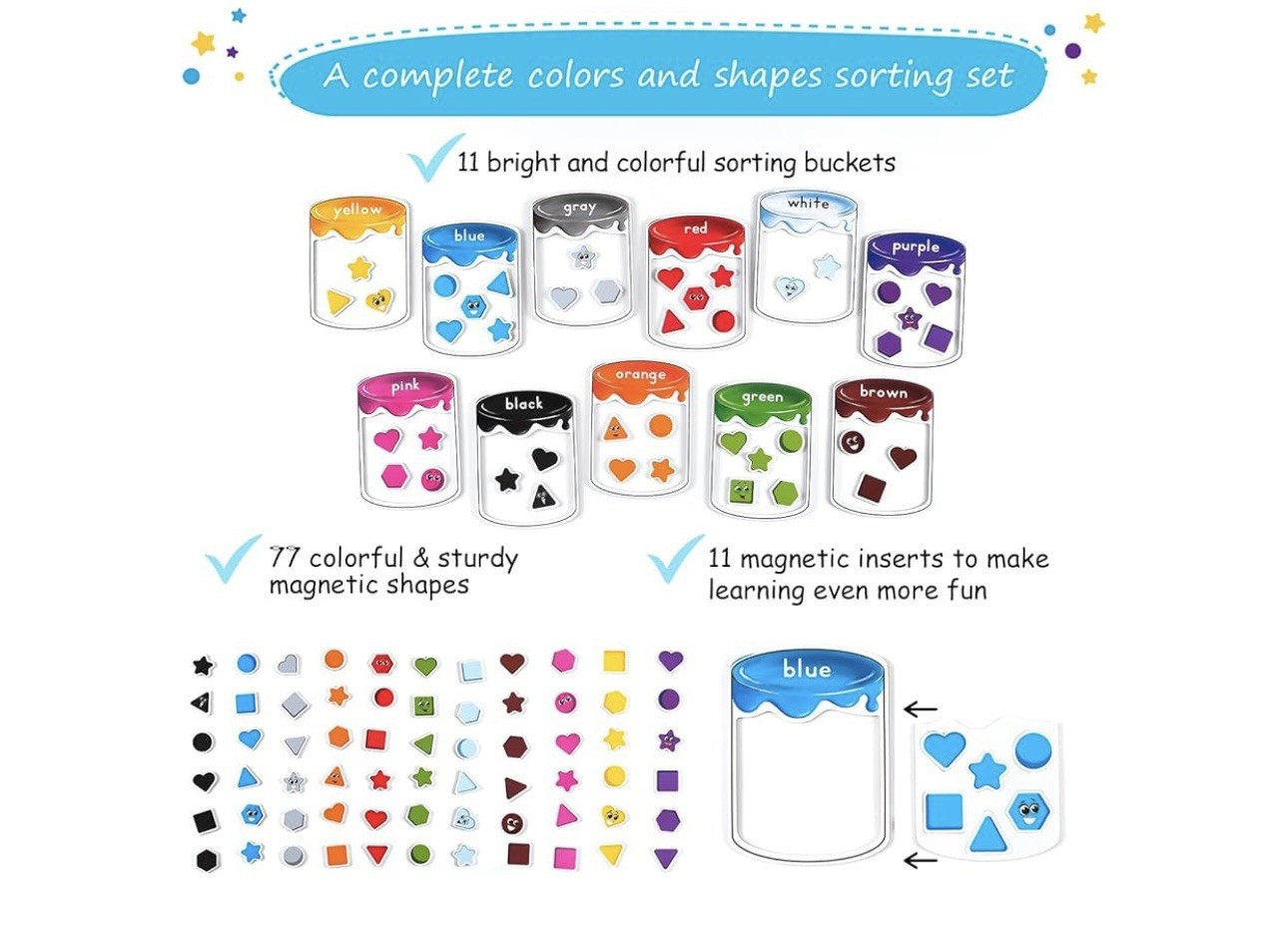 88PCS Magnetic Color Sorting Set Magnetic Shapes & Learning for Kids & Toddlers