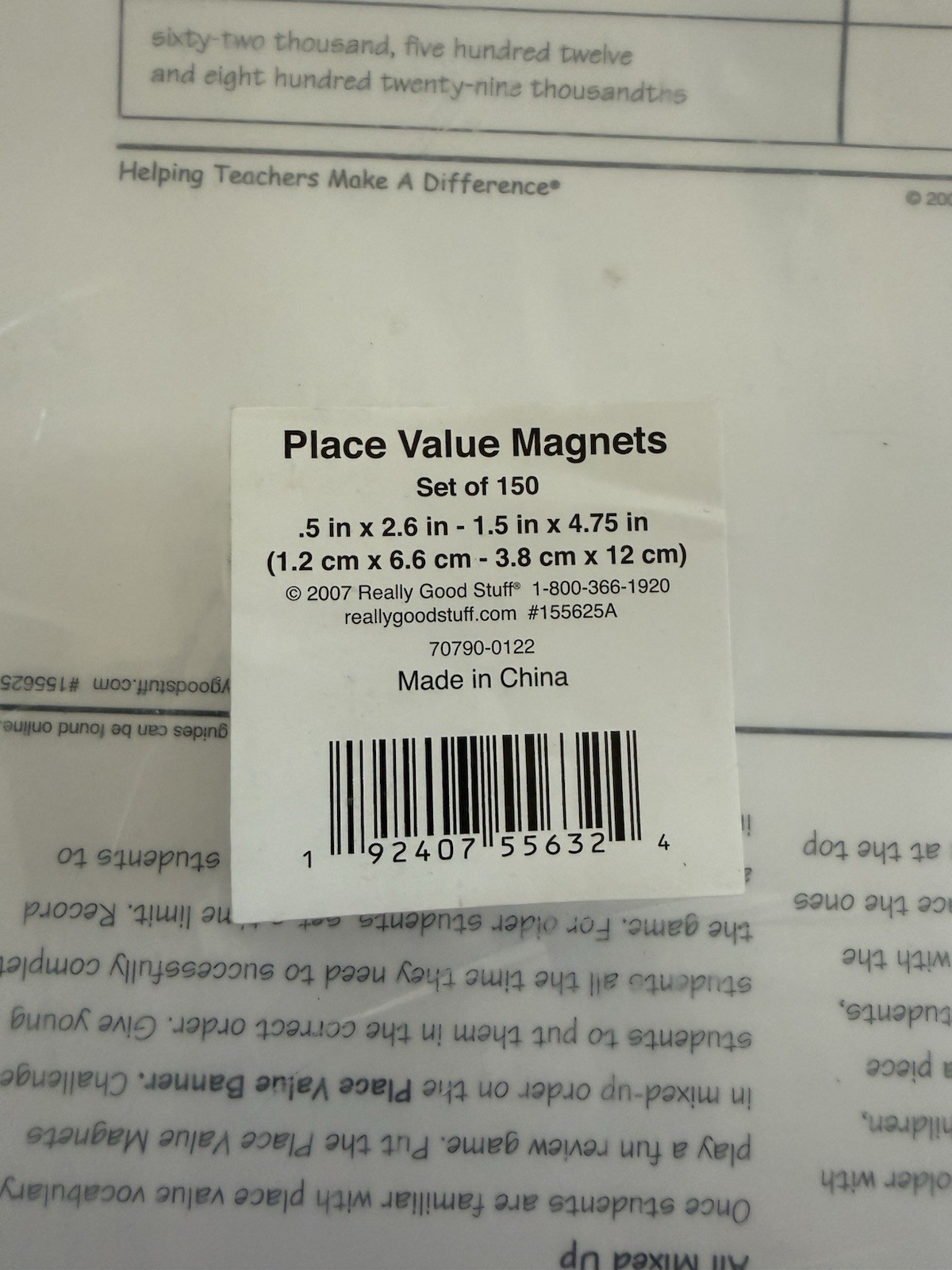 Math Manipulative Place Value Magnet Set Really Good Stuff Educational