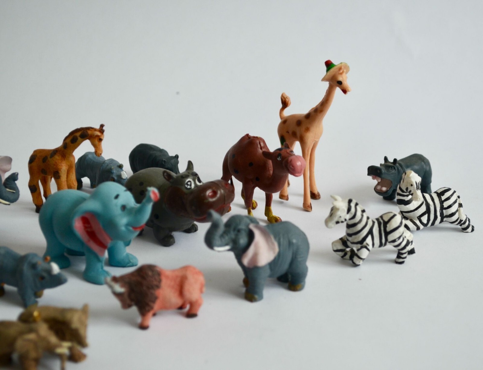 Large Lot Miniature Animal Figurines Toy Figures Hallmark Hong Kong Vintage