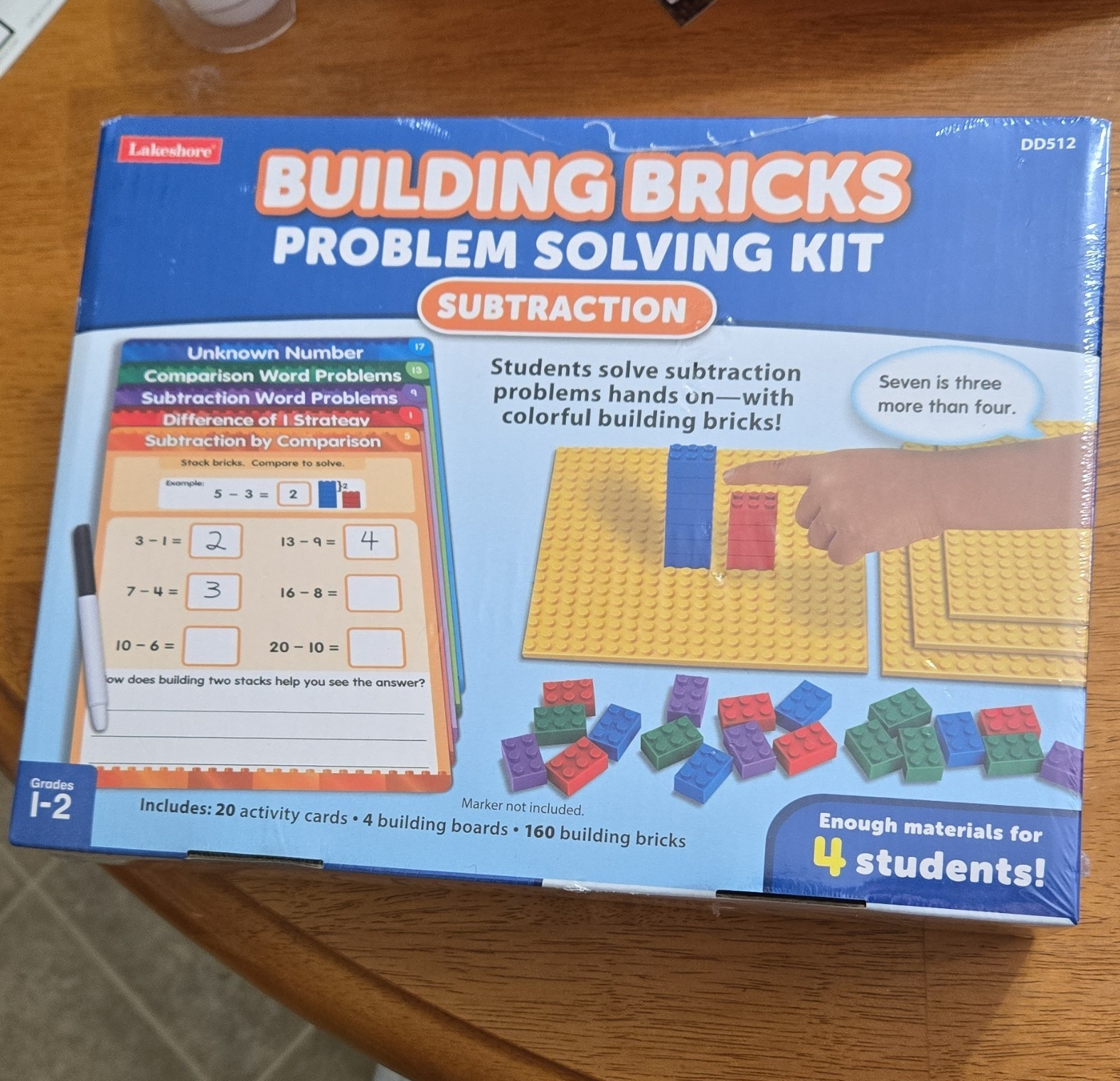 Lakeshore Building Bricks Problem Solving Kit Subtraction Ages 4-7 in plastic