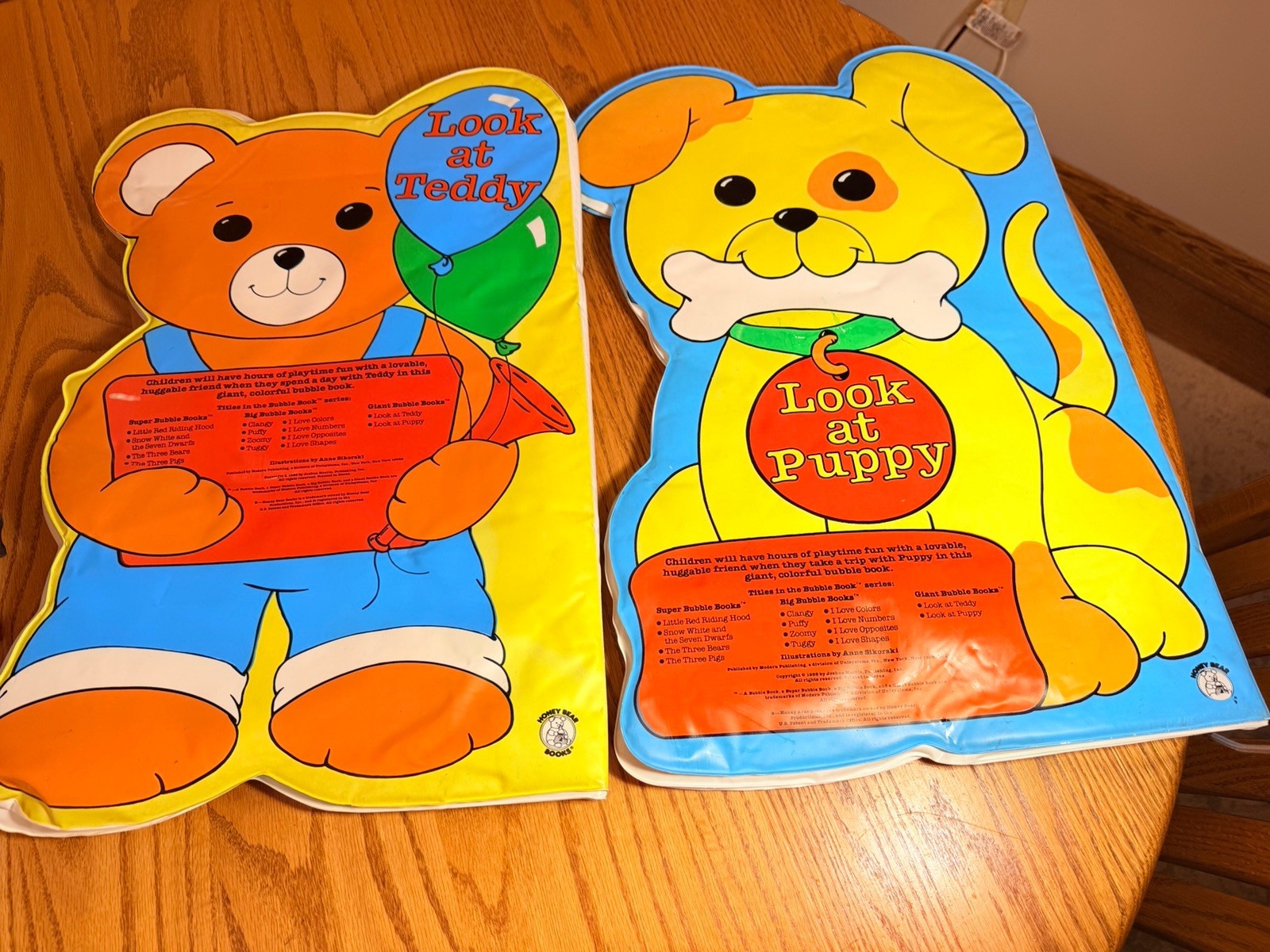 Vintage 1981 Giant Bubble Books Look at Teddy & Look at Puppy Set Modern Pub