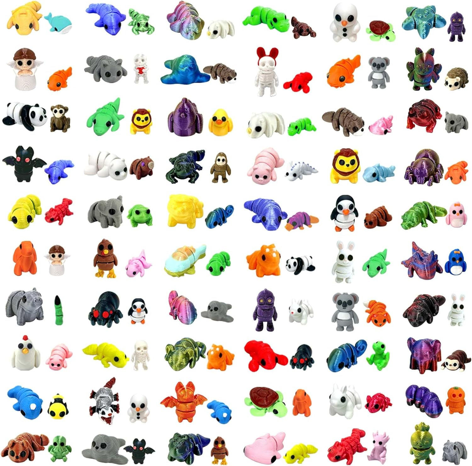 120 Pcs Mini 3D Printed Animal Set,Articulated Flexible Cute Animal Toys for Chr