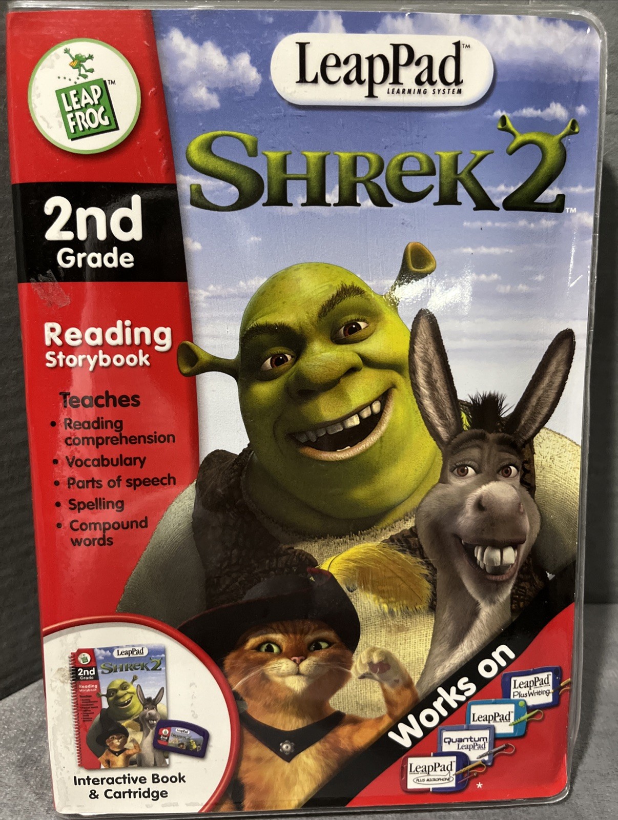 Vtg Leap Frog LeapPad Learning System Pad Book Shrek 2 The Movie Reading 2nd Grd