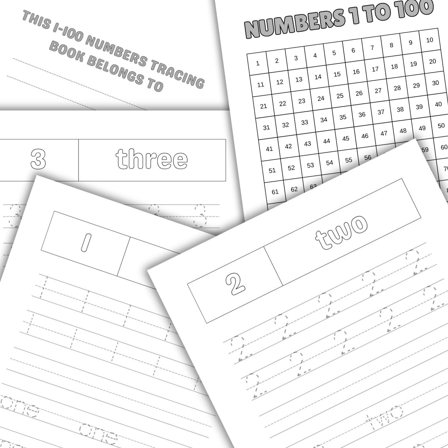 Numbers 1–100 Tracing Worksheets | Printable Number Writing Practice