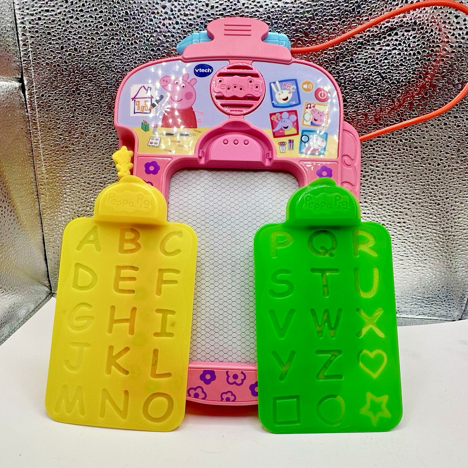 Disney VTech Peppa Pig ~ Talk & Trace Clipboard with 2 Alphabet Stencils ~ ABCs