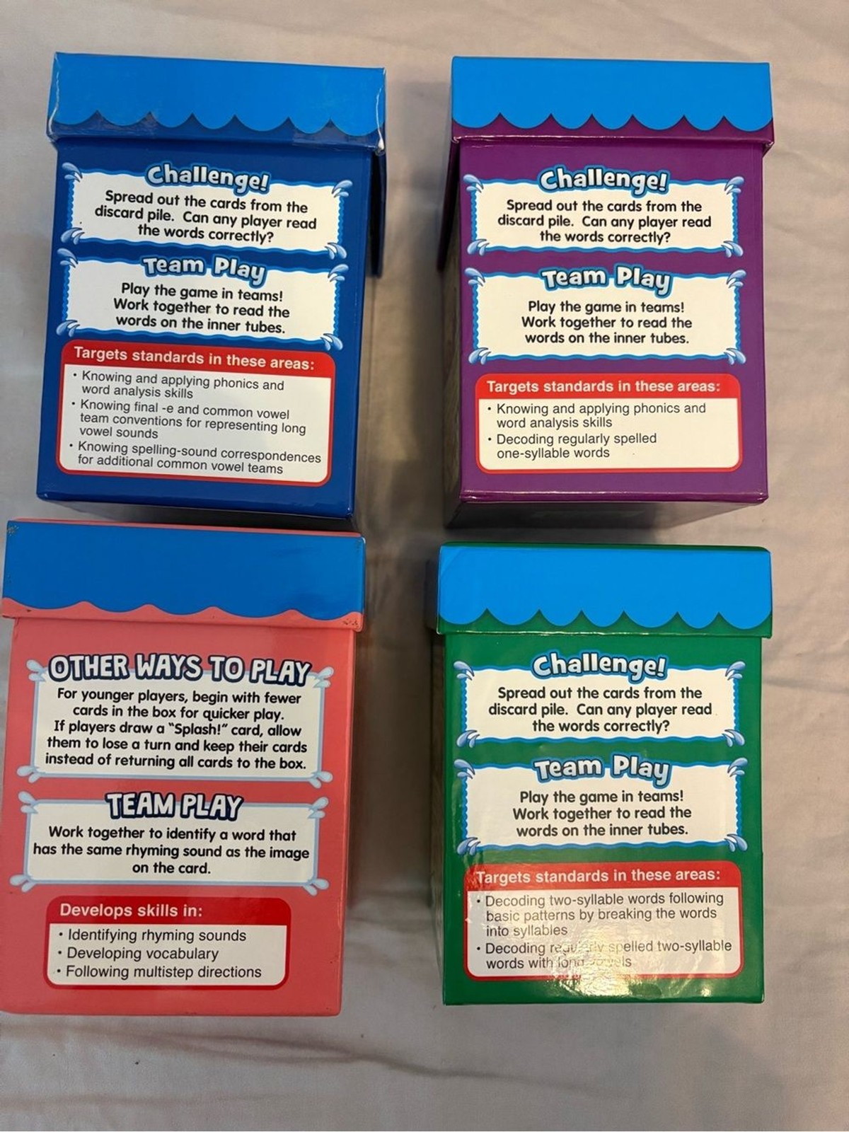 Lakeshore Splash Reading Games Set of 4 Complete Pre-K-2 Phonics Bundle