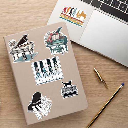 Pack 50 PCS Piano Stickers Musical Instrument Waterproof Vinyl Decals Music