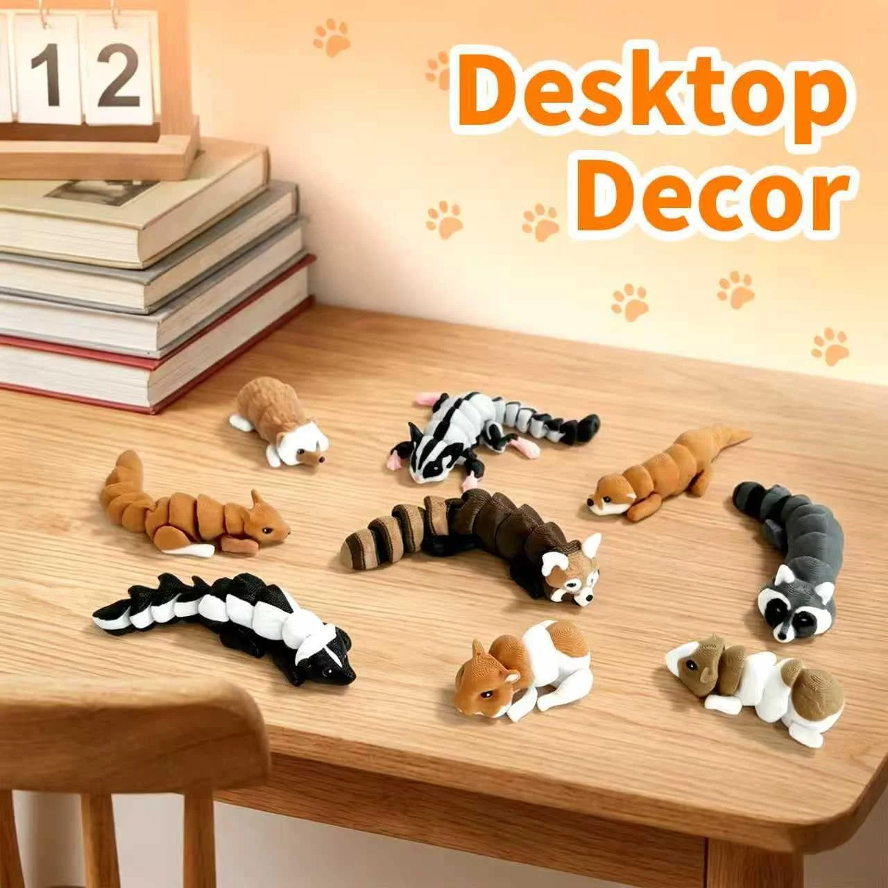 12 PCS 3D Printed Animals Figures Toys, Realistic Articulated Desk Pets, Educati