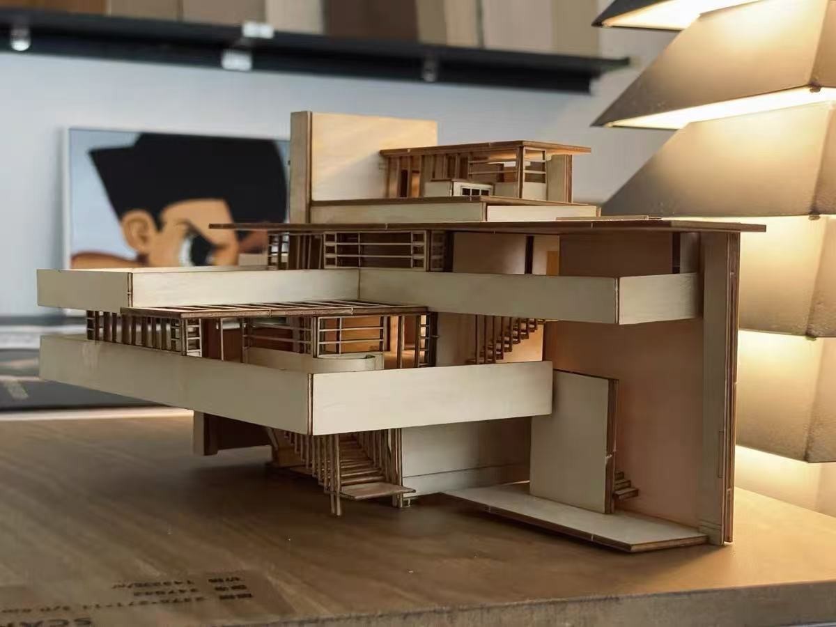 1/75/100 Fallingwater Villa 3D Wooden DIY Building Model Assembly Kits Set Gifts