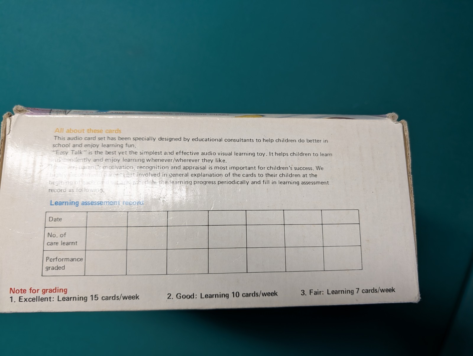 Audio Picture Learning Cards By Charlie 248 Cards For Use W/TK-348 Card Player