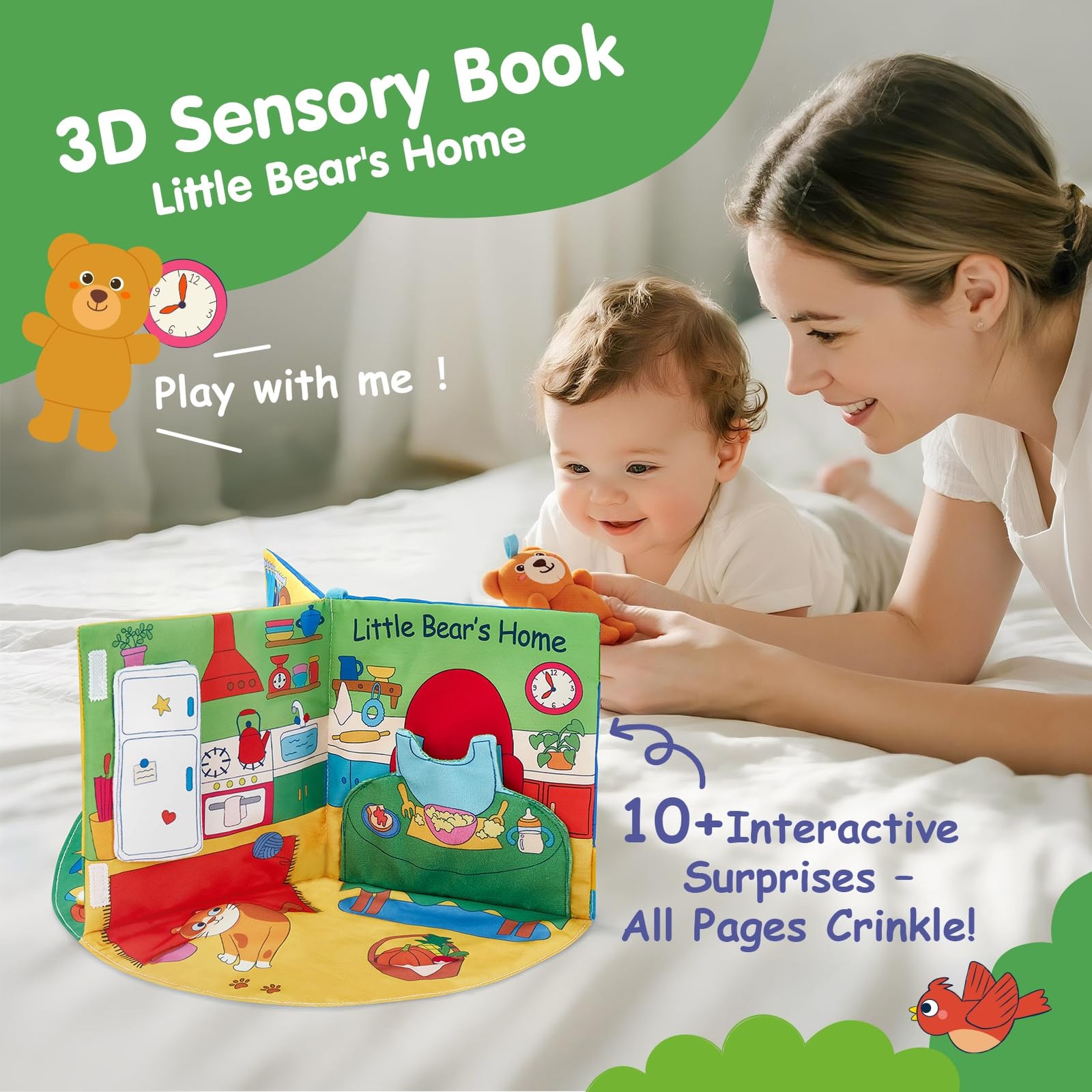 hahaland 3D Busy Book for 0-12 Months Small, Red, Blue, Green, Yellow, Pink