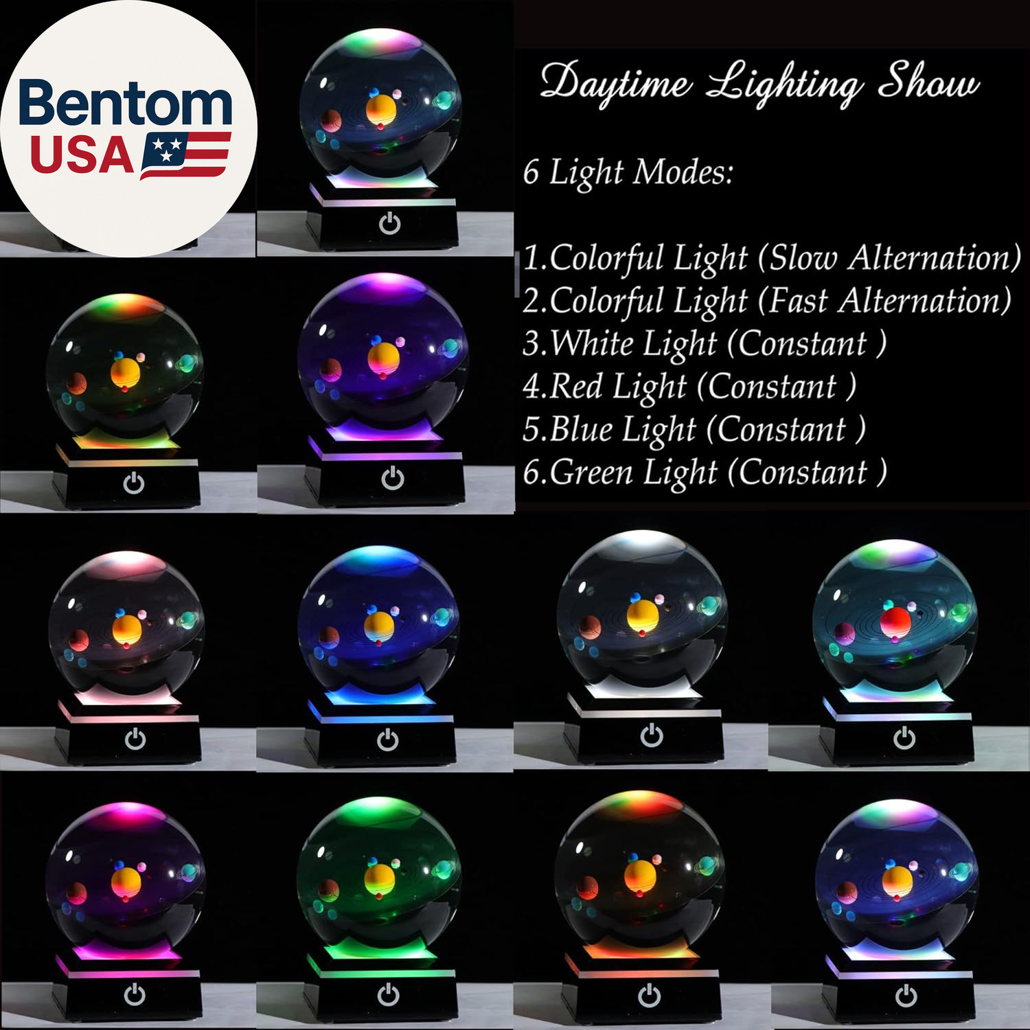 3D Solar System Model Crystal Ball 80Mm 3.15Inch – Outer Space Astronomy Gifts R