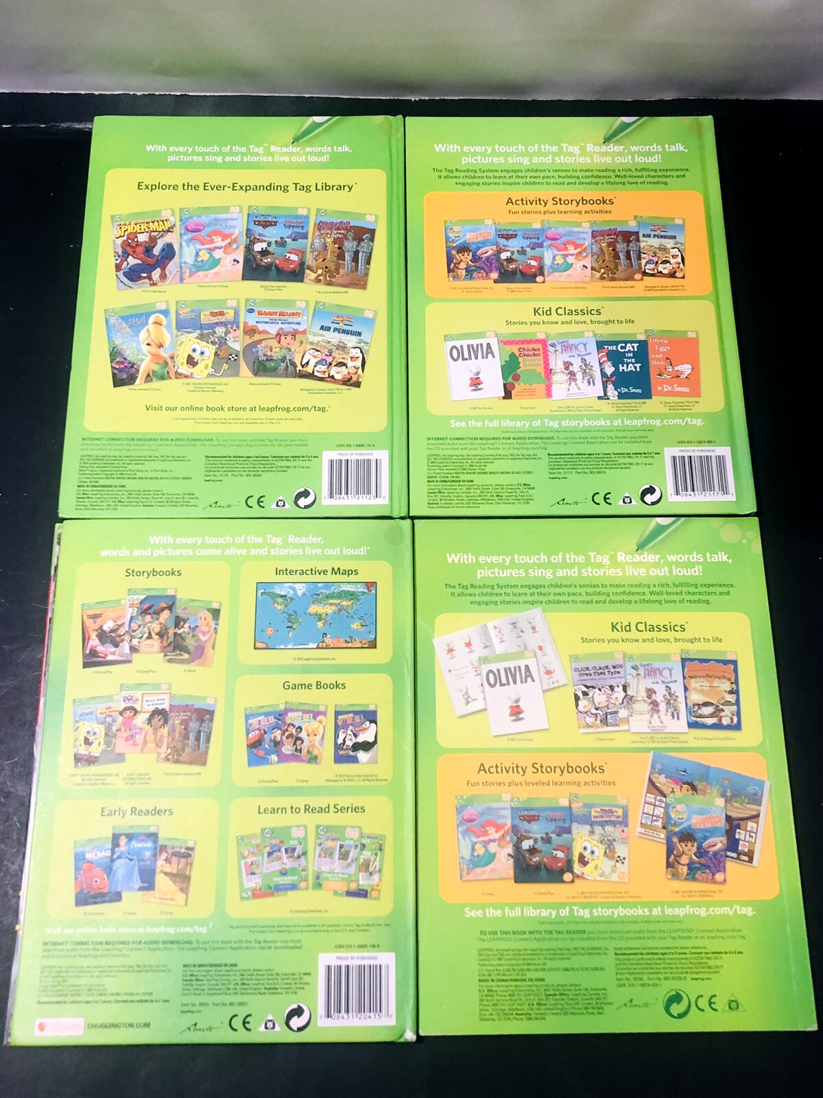 Leap Frog Tag Reader Set for Boys 4-7 Pen+Case+USB+8 Book Lot TESTED READ