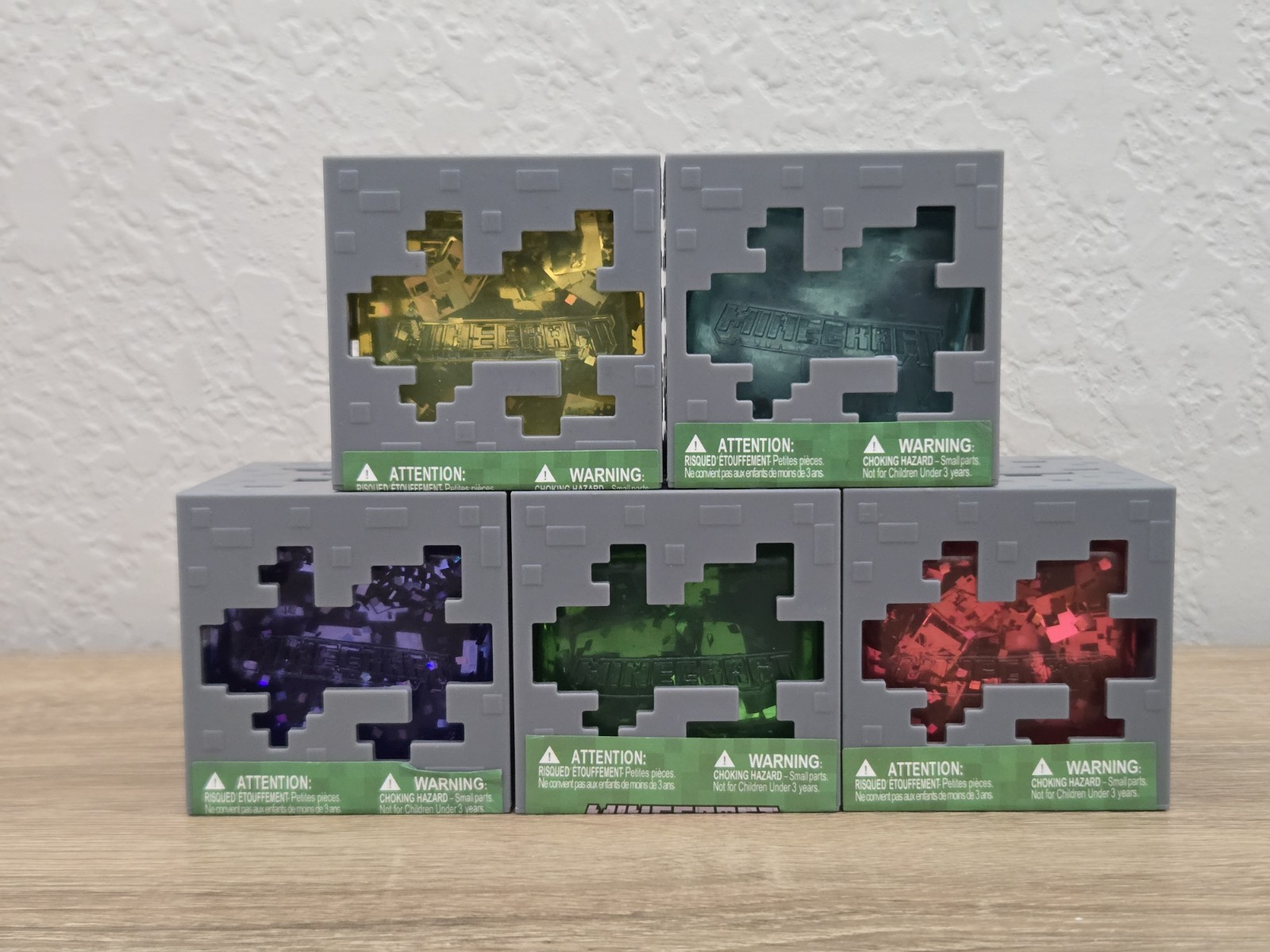 Minecraft Jelly Cubes COMPLETE SET 5 Colors Fidget Squishy Sensory Toy (READ)