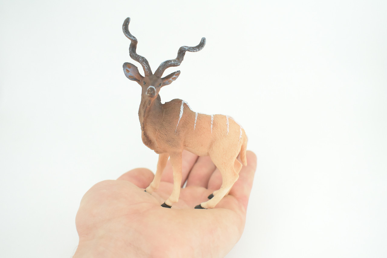 Kudu Antelope Toy, Realistic Hand Painted Rubber Model, 4 Inches CH971 BB212