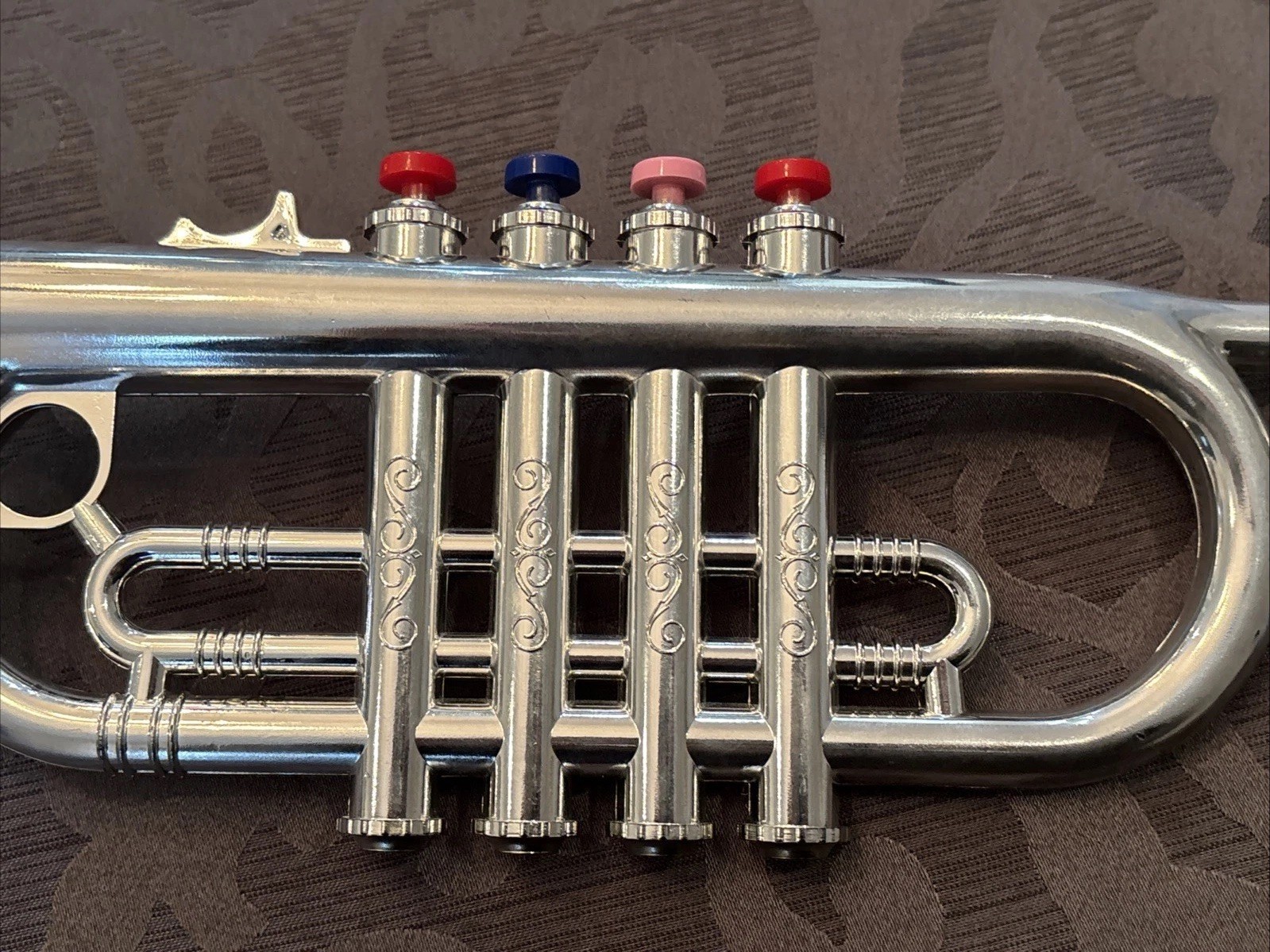 Imported Bontempi Toy Silver Trumpet Horn for Kids 4 Note Made In Pontenza Italy
