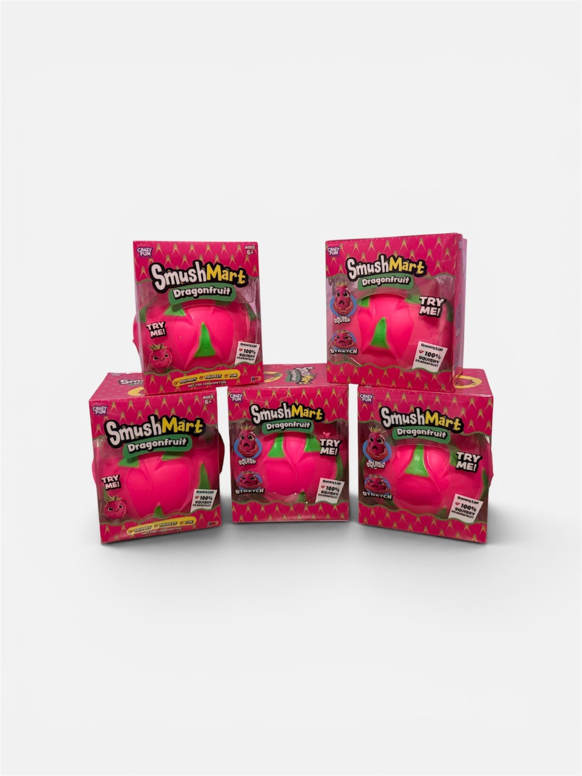 SmushMart Dragonfruit Squishy Tactile Squeeze Toy, Pink/Green ( x1)