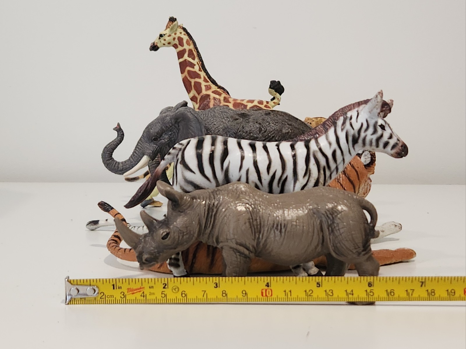 Lot of 8 Safari LTD Jungle Animals Toys Figures Giraffe Zebra Cheetah Rhino Vtg