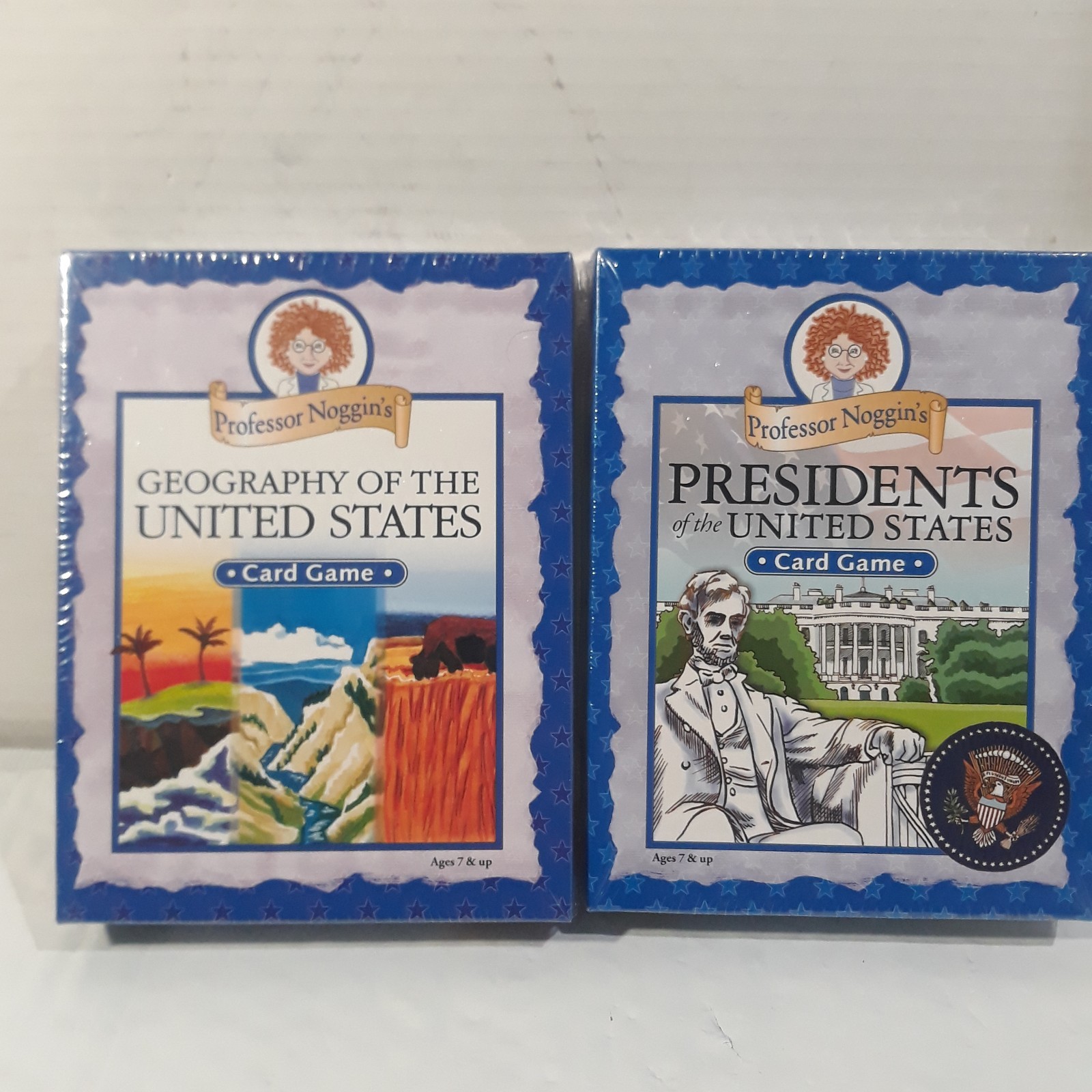 Lot Of 2 Professor Noggin’s Card Games #28/#35 Geography & Presidents Of US New
