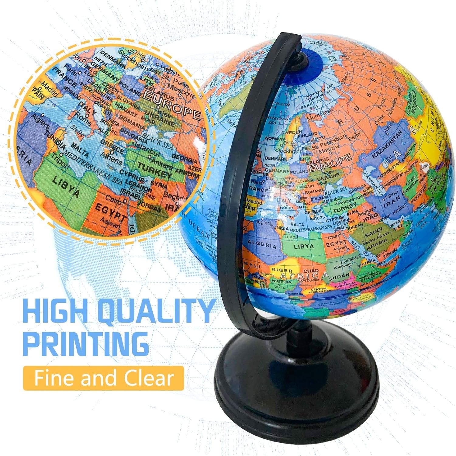 6” Geographic World Globe for Kids,Educational World Globe with Stand,Decora…