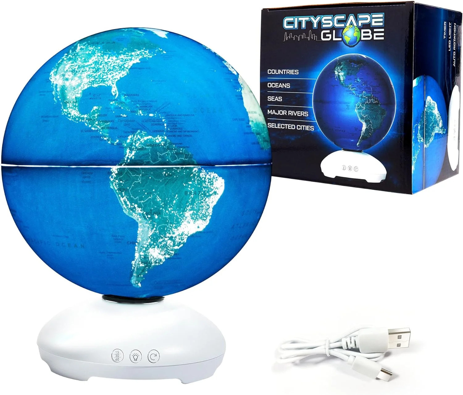 USA Toyz Cityscapes Illuminated Globe for Kids Learning STEM – Globe with Stand,