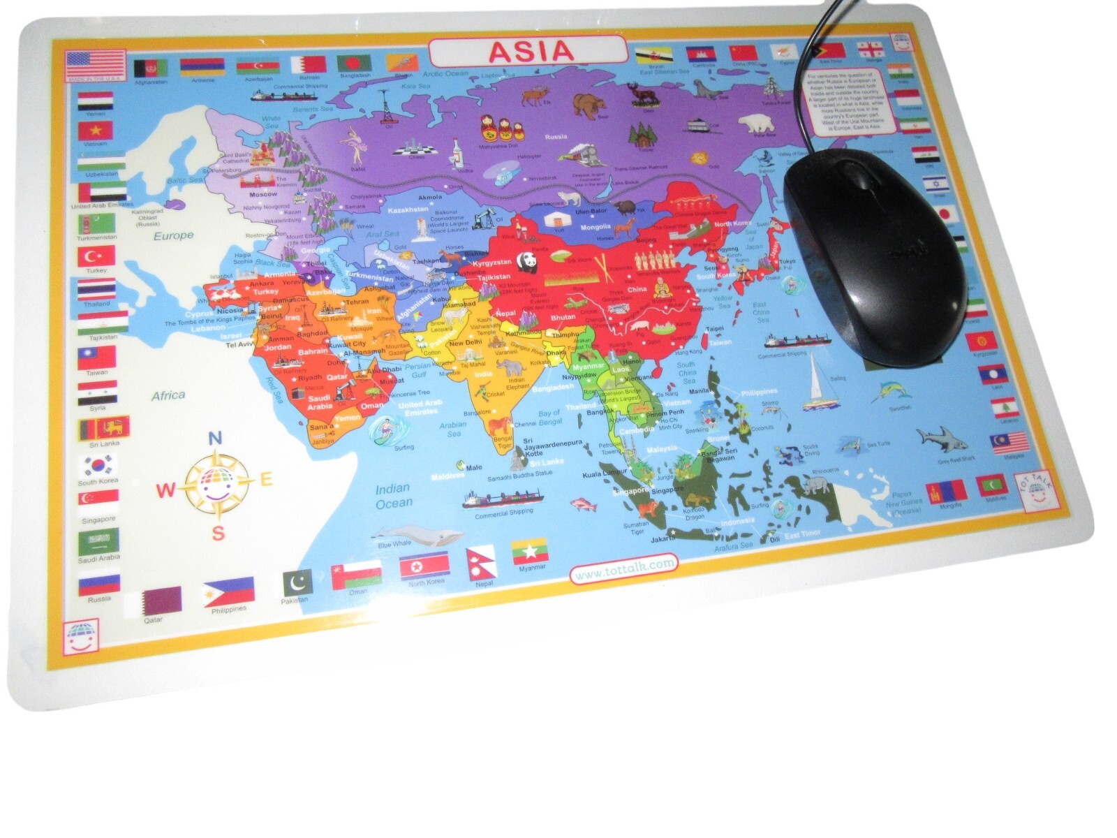 Asia Map Laminated Dry Erase Writable Washable Educational Placemat 11.5″x17.5″