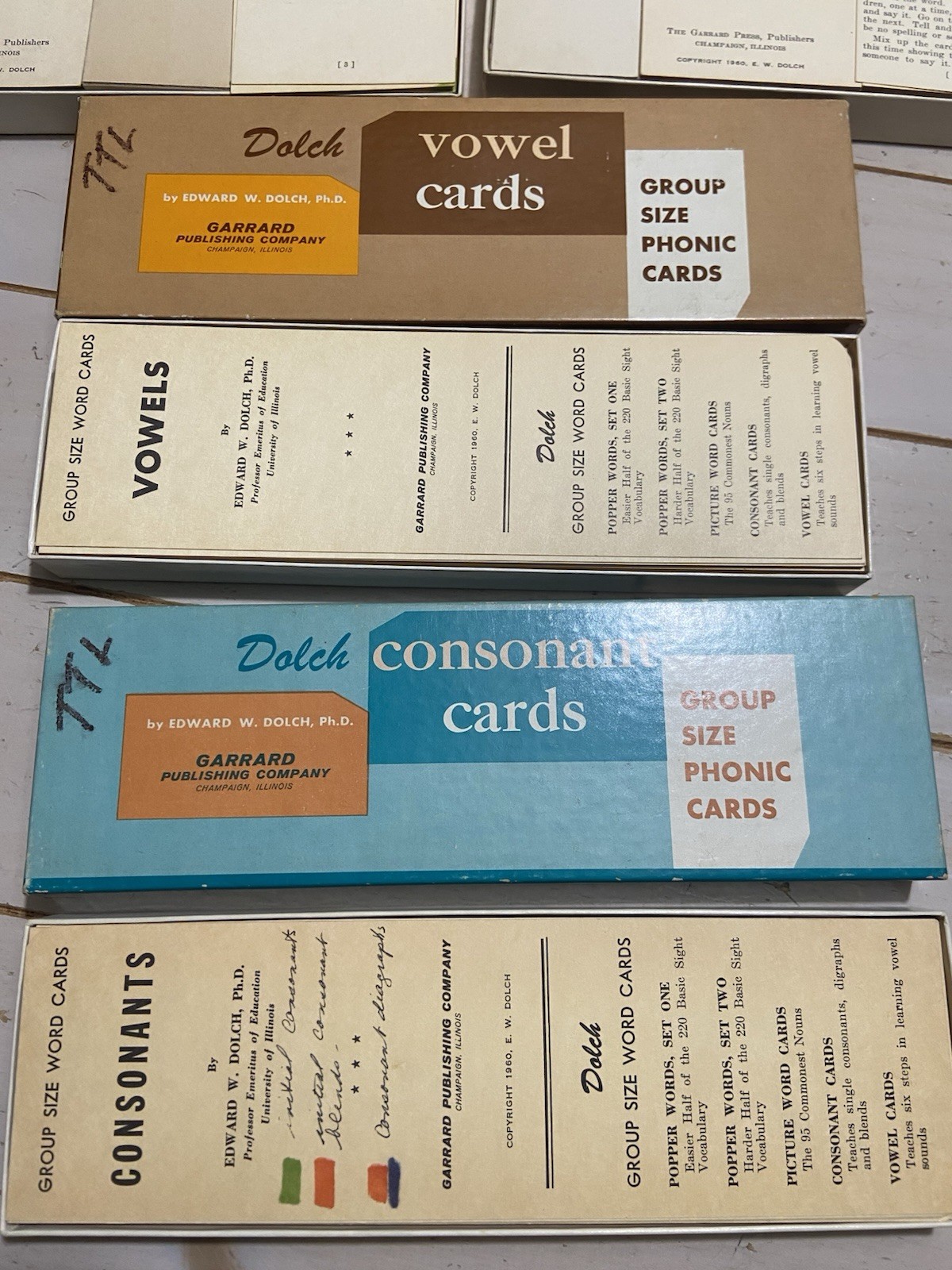 Vintage 1960’s Dolch Homeschool Learning Words Cards – Set Of 4