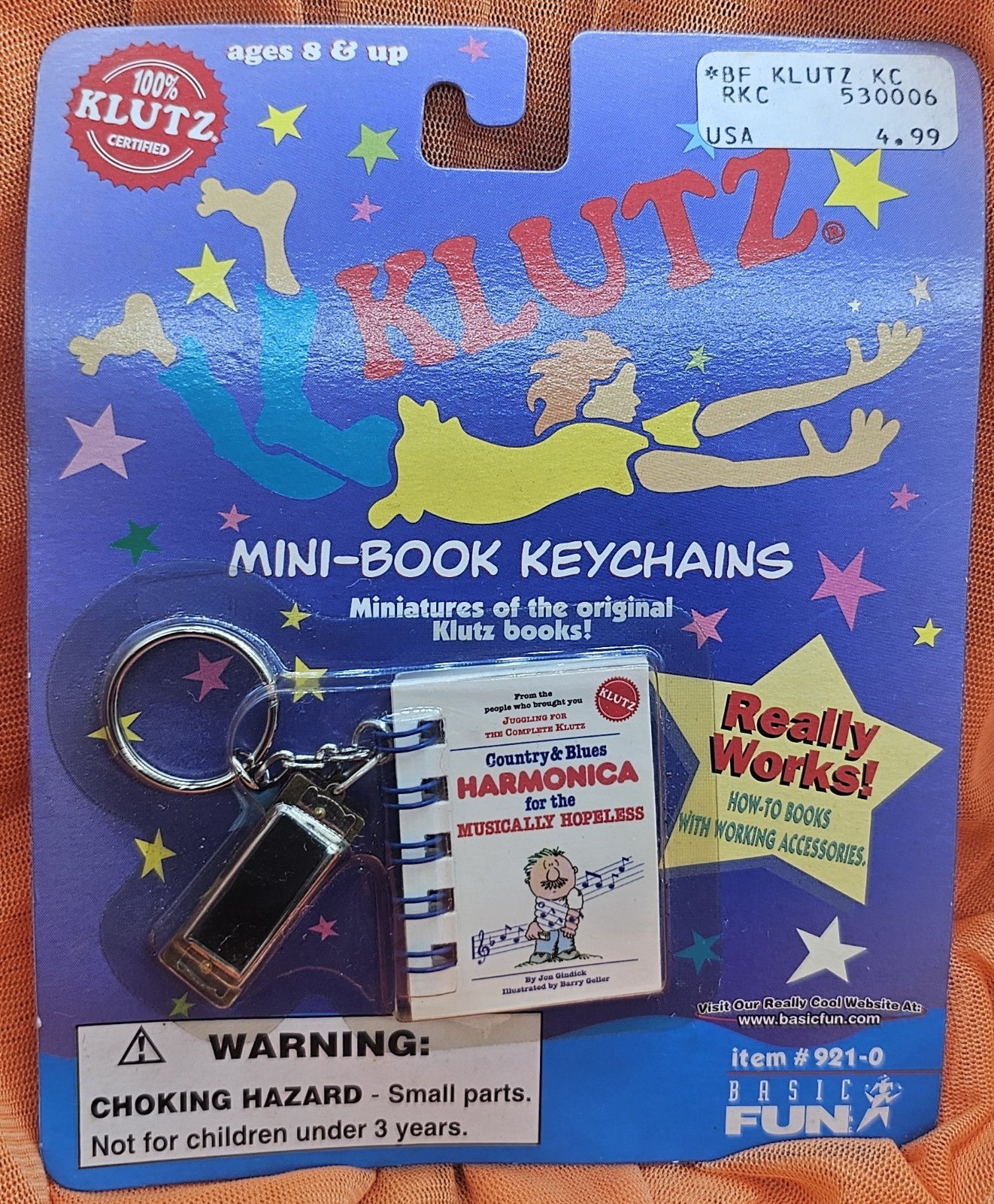 Vintage 1998 Basic Fun Klutz Mini Book Keychain Kids Juggling Book Miniature New