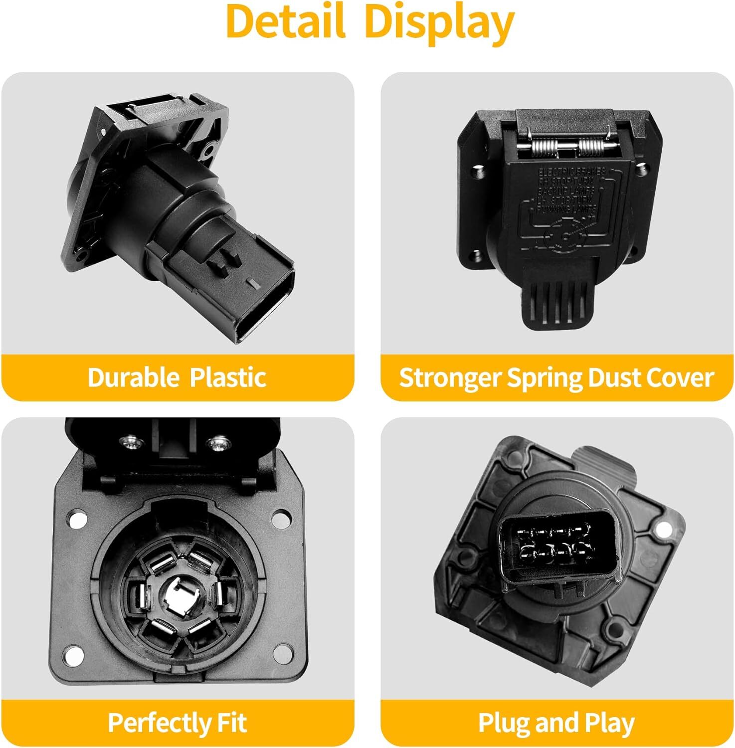 Rear 7-Way Trailer Tow Connector Compatible with Chrysler Dodge Jeep Ram