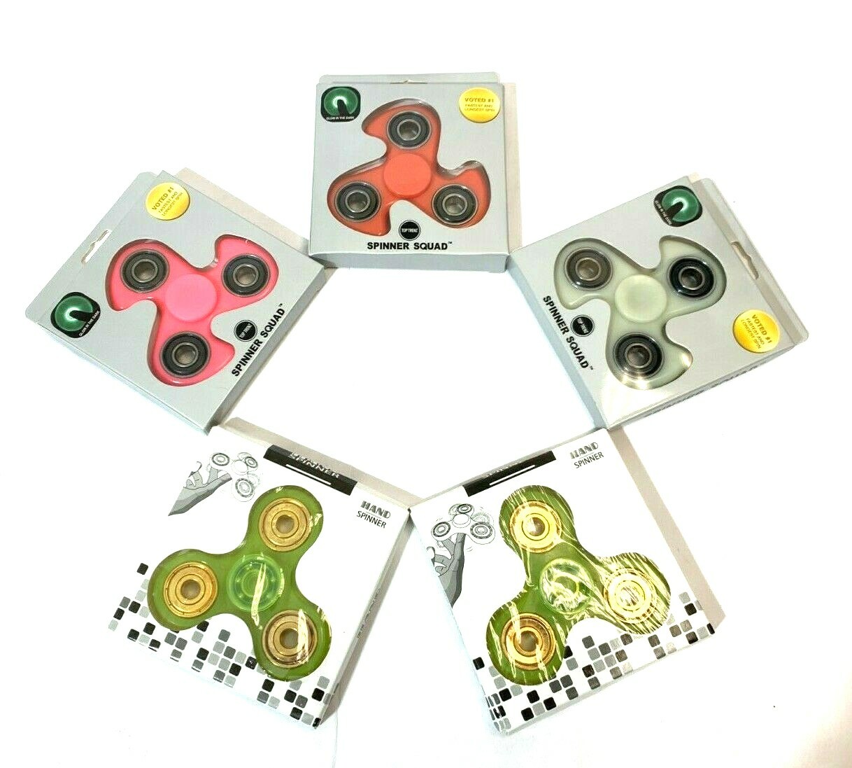 Mixed Lot of 5 Top Trenz Spinner Squad Hand Spinners Toy Bundle