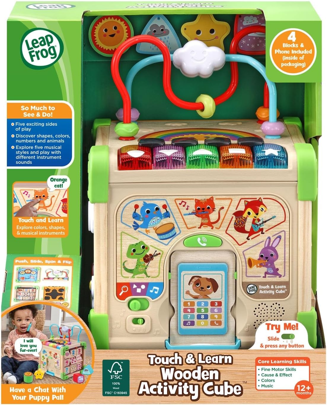 LeapFrog Touch & Learn Wooden Activity Cube (English Version)