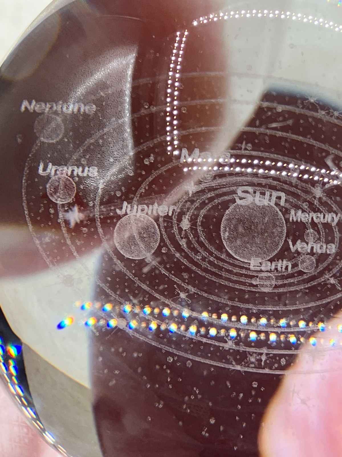 3D Solar System Crystal Ball Laser Planets Paperweight 3.5″