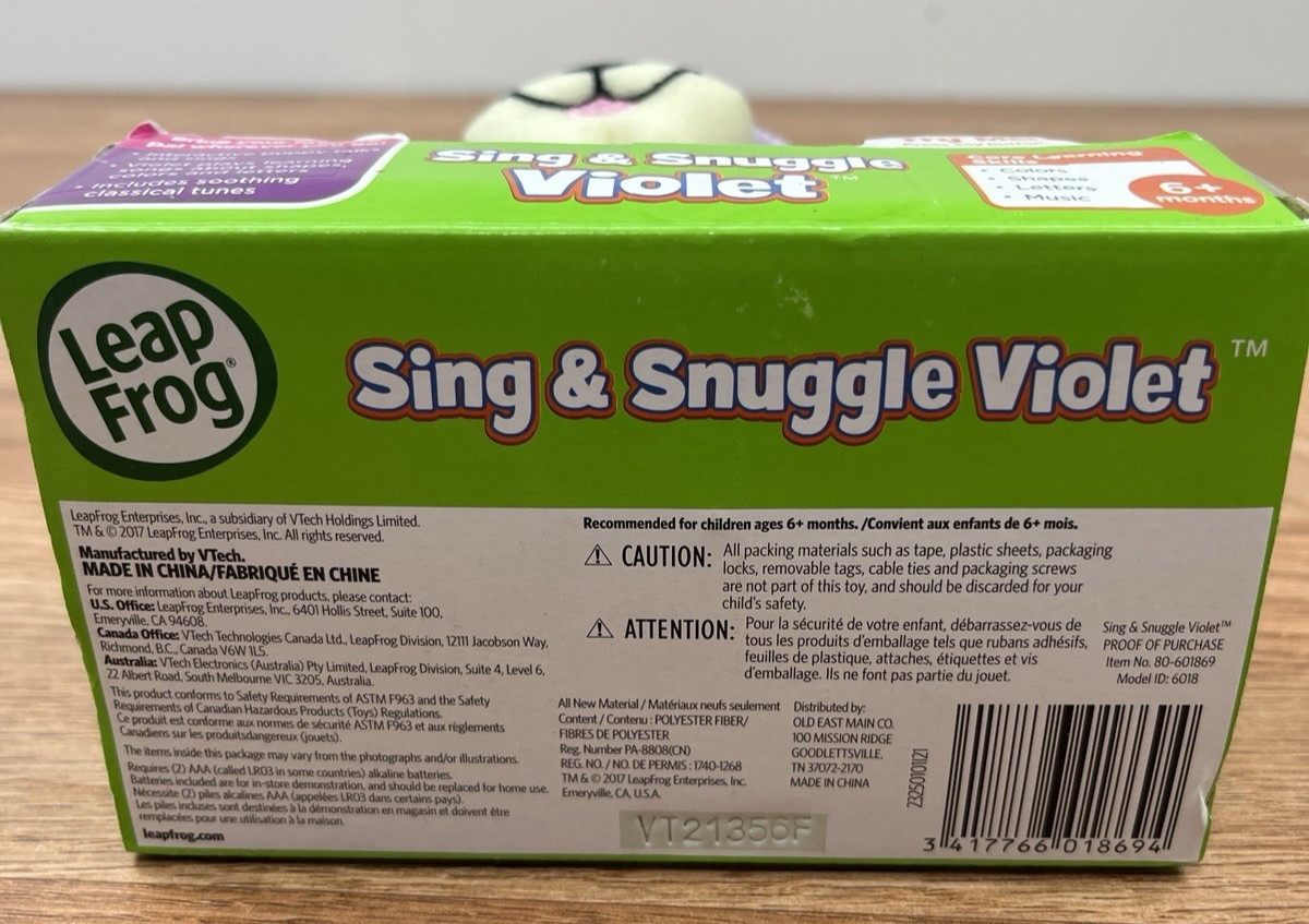 Leap Frog Sing & Snuggle Violet Interactive Plush Purple Puppy Learning Toy NEW