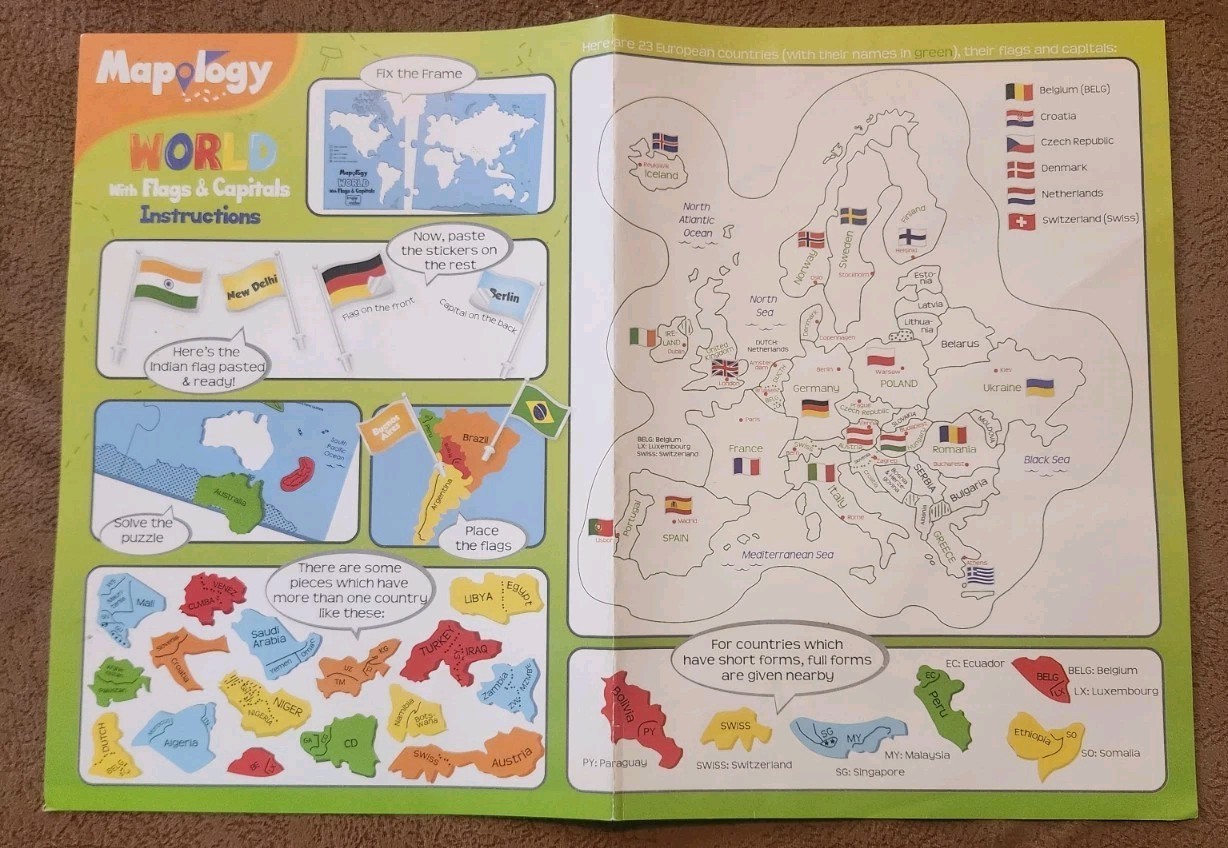 Mapology World Map Puzzle – Includes Country Flags & World capitals FREE SHIP