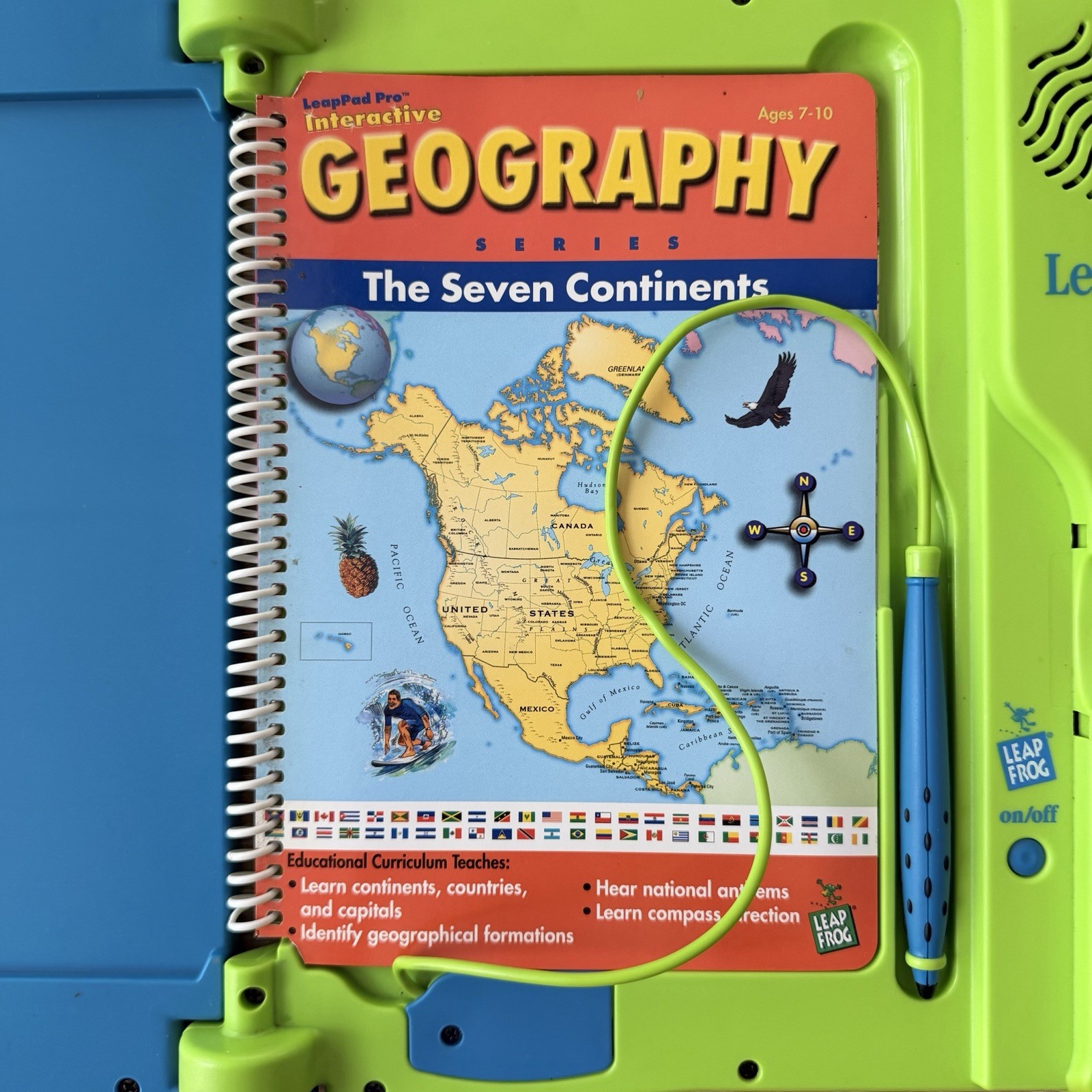 Leap Frog LeapPad Learning System Model 57-000-01 Book & Cartridge Geography Pro