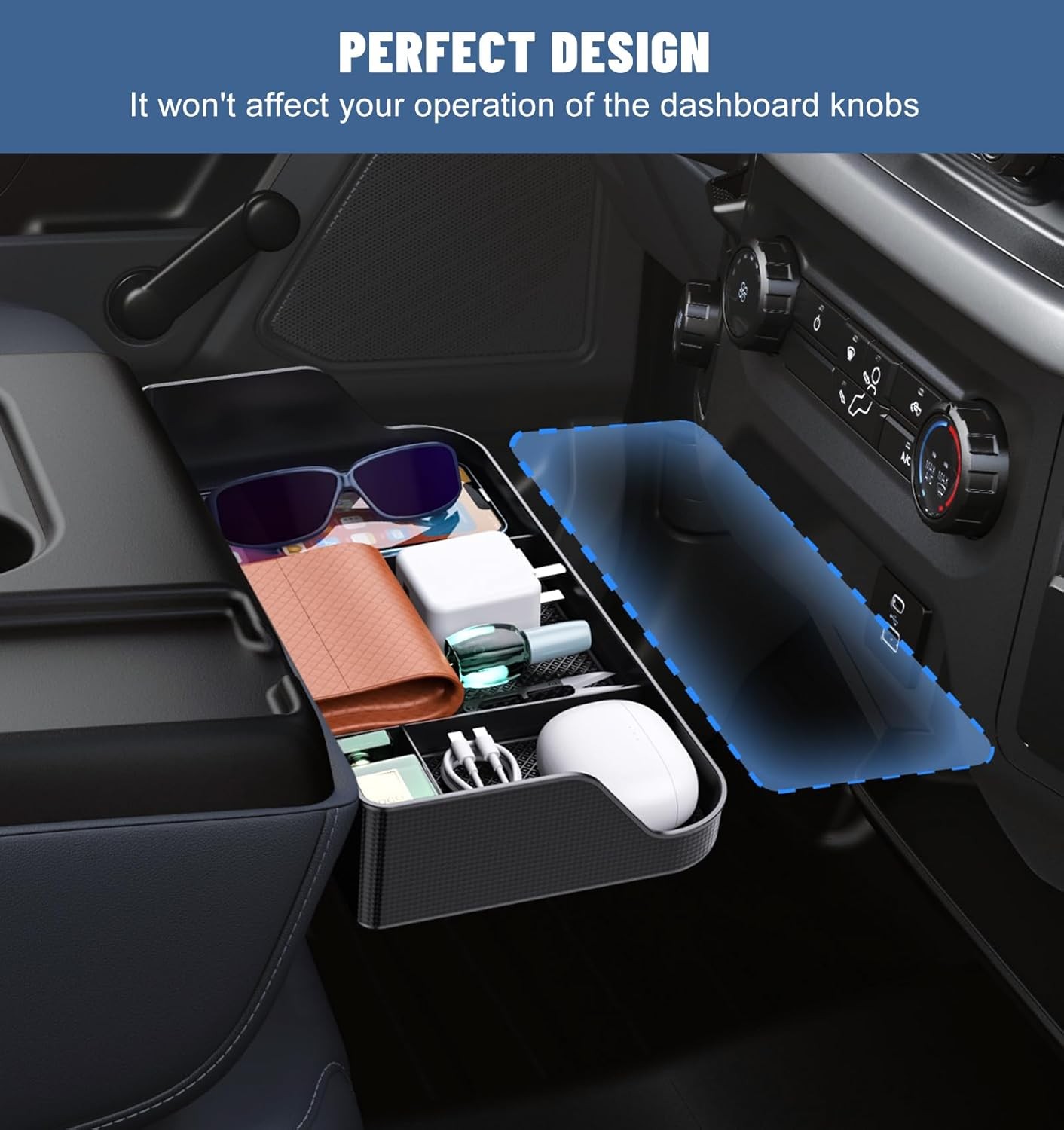 Center Console Organizer for 2011-2024 2025 Ford F150 F250 F350 F450 F550 F650 A