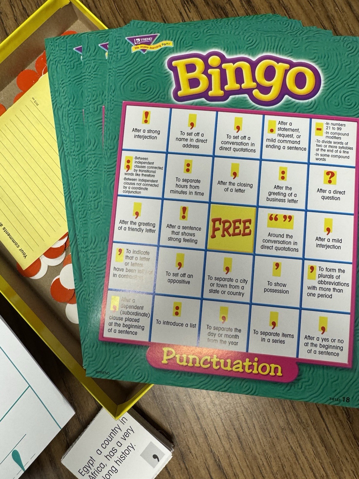 Trend Enterprises Punctuation Bingo Game; Ages 7 & Up; 3 To 36 Players Teacher