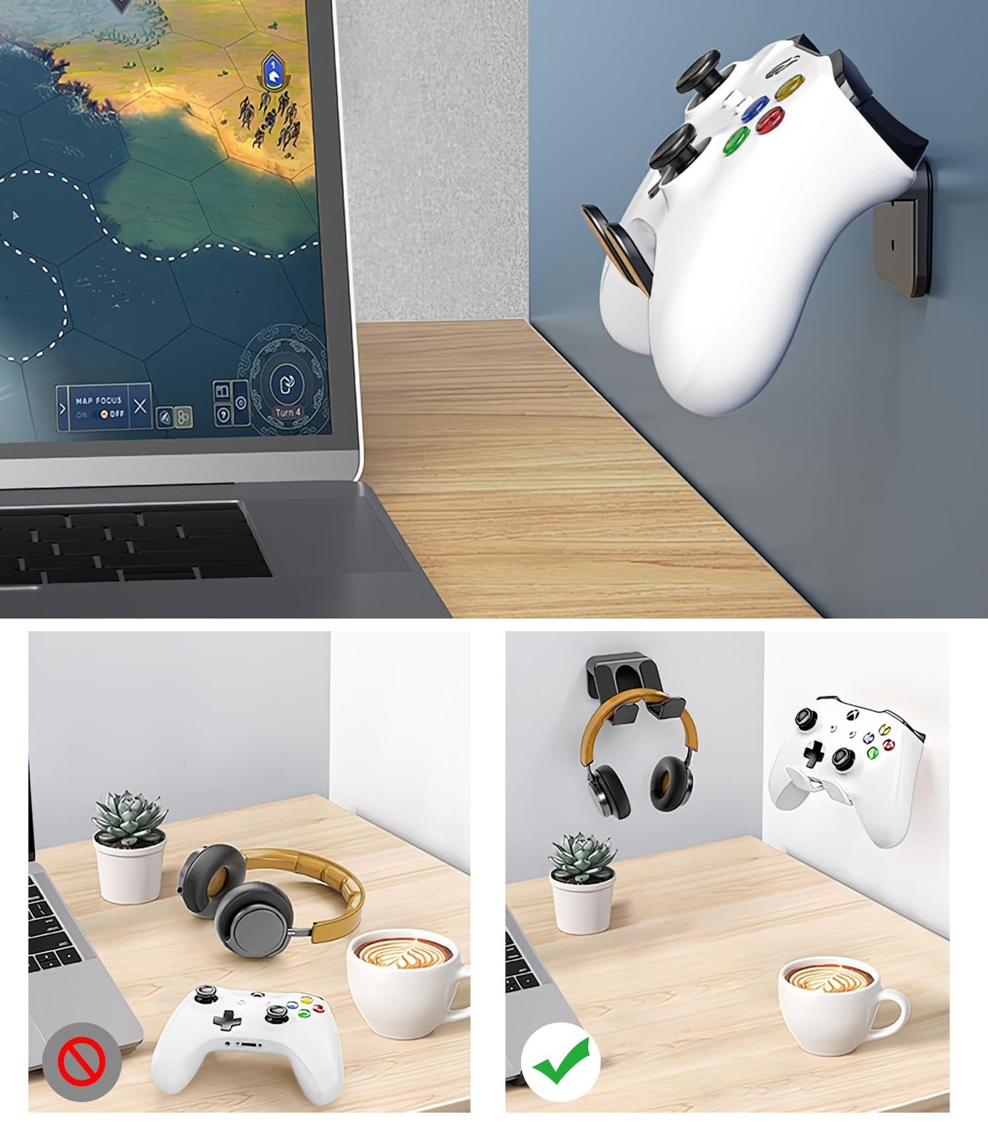 2-Pack Controller Holder Wall Mount, Headset Holder Stand for Xbox Series X/S…