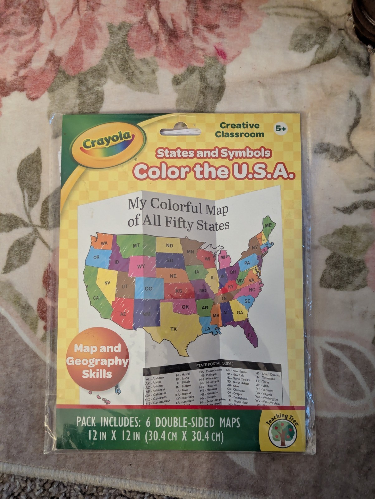 Crayola Teacher Map Fifty States Supplies Geography 12x12in 6 Maps Double Sided