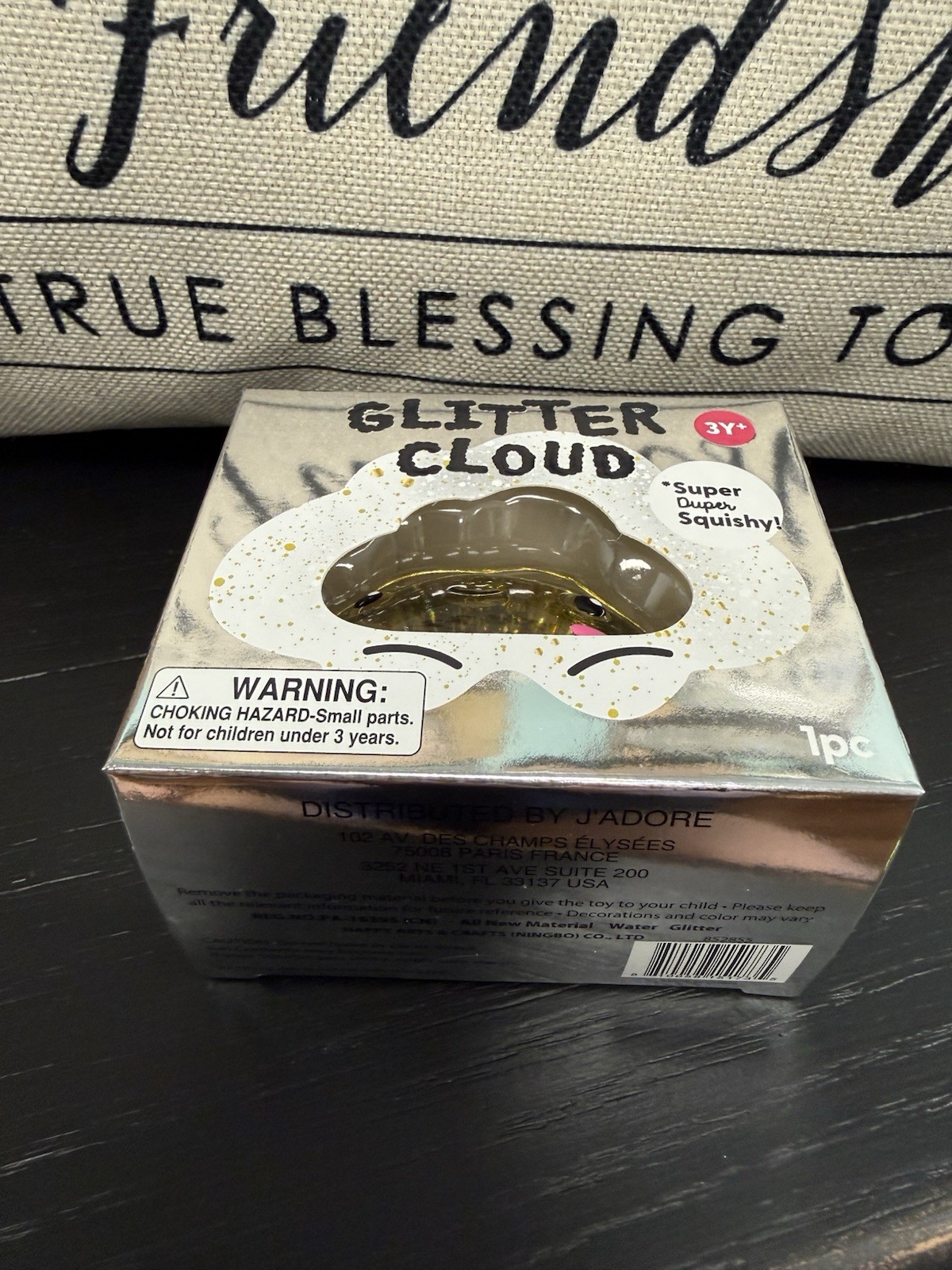 NEW J’Adore Glitter Cloud Super Duper Squishy Tactile Squeeze Toy CLEAR