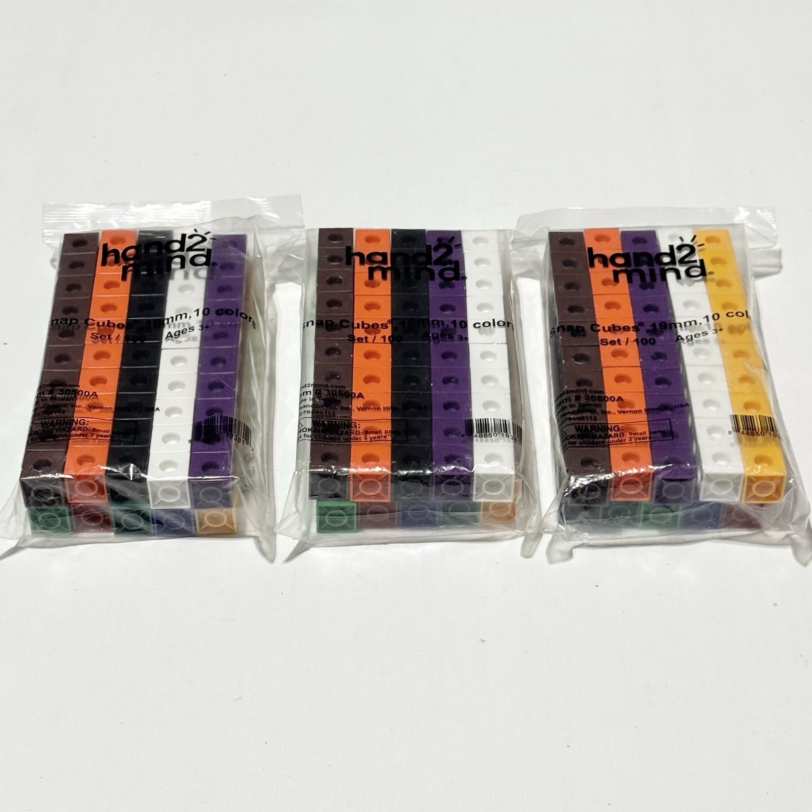 ETA Hand 2 Mind Snap Cubes #30500A Math Manipulatives 100/set 10 Colors Lot of 3