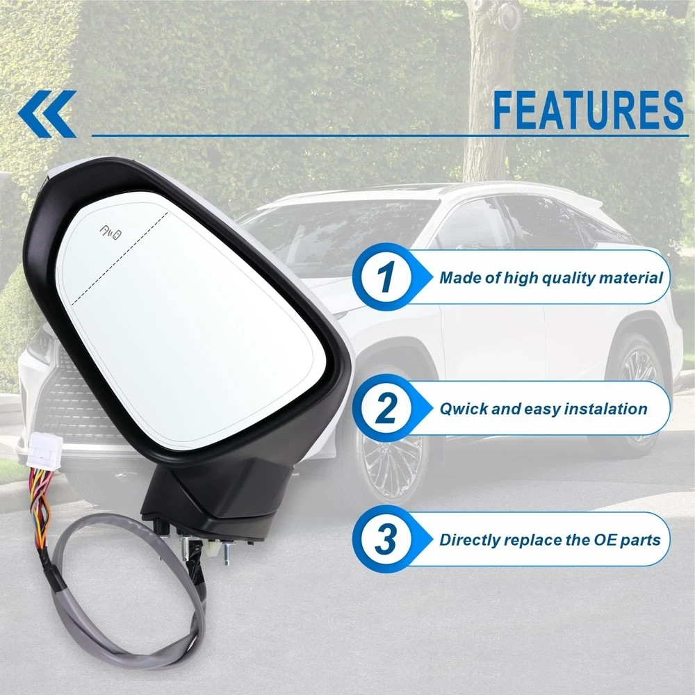Left Driver Side Mirror Compatible With 2016-2022 Lexus RX350 RX450h 2018-202…