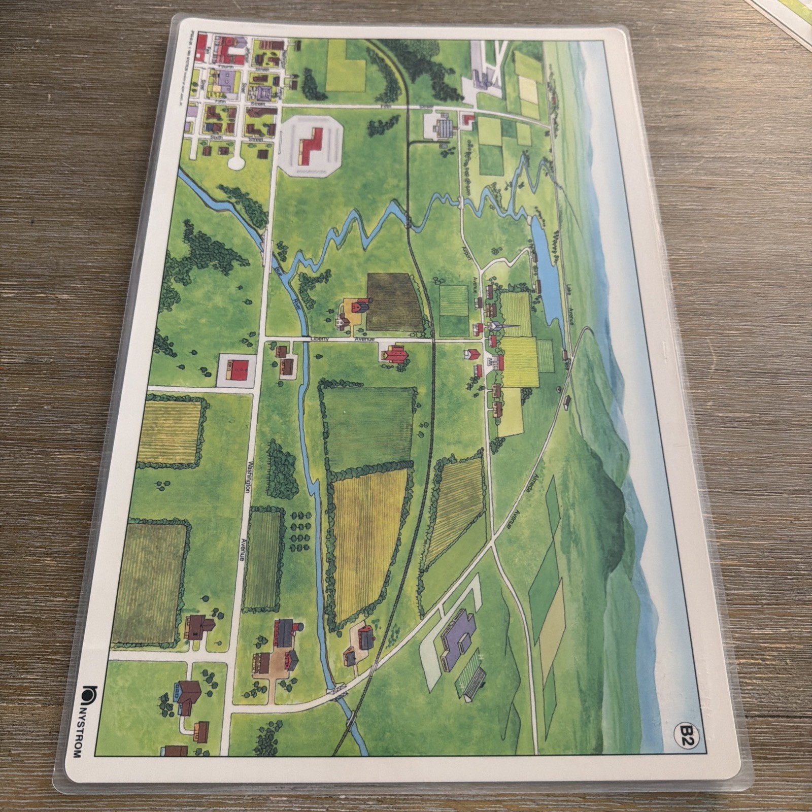 SET 4 matching Pristine 17X11 Laminated double sided Community B1 &B2Map Nystrom