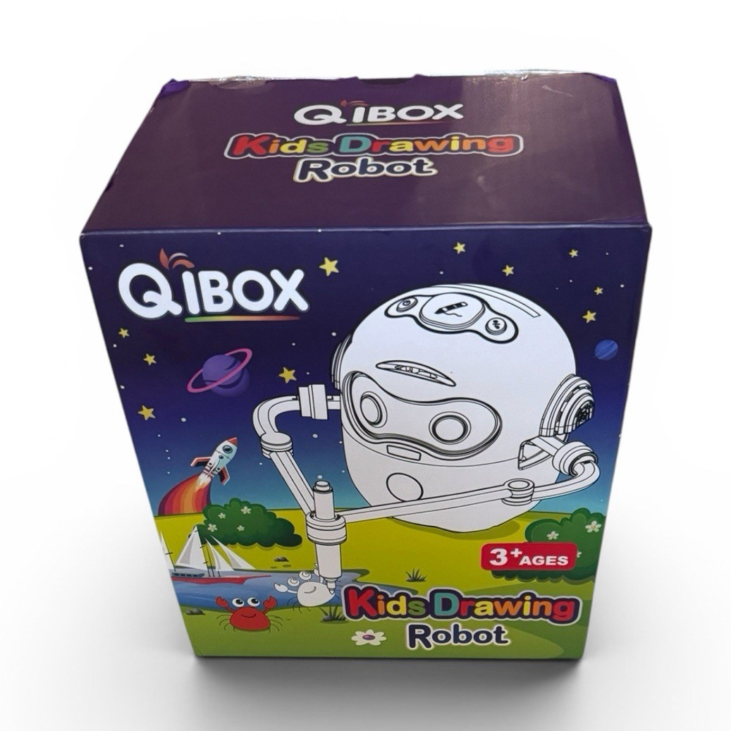 QIBOX Kids Drawing Robot Electronic Learning Toy Set w/ Cards & Markers 3+