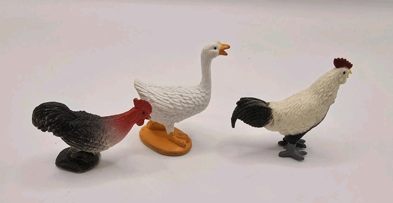 Mixed Lot Roosters Chickens More Toy Figures Plastic Realistic