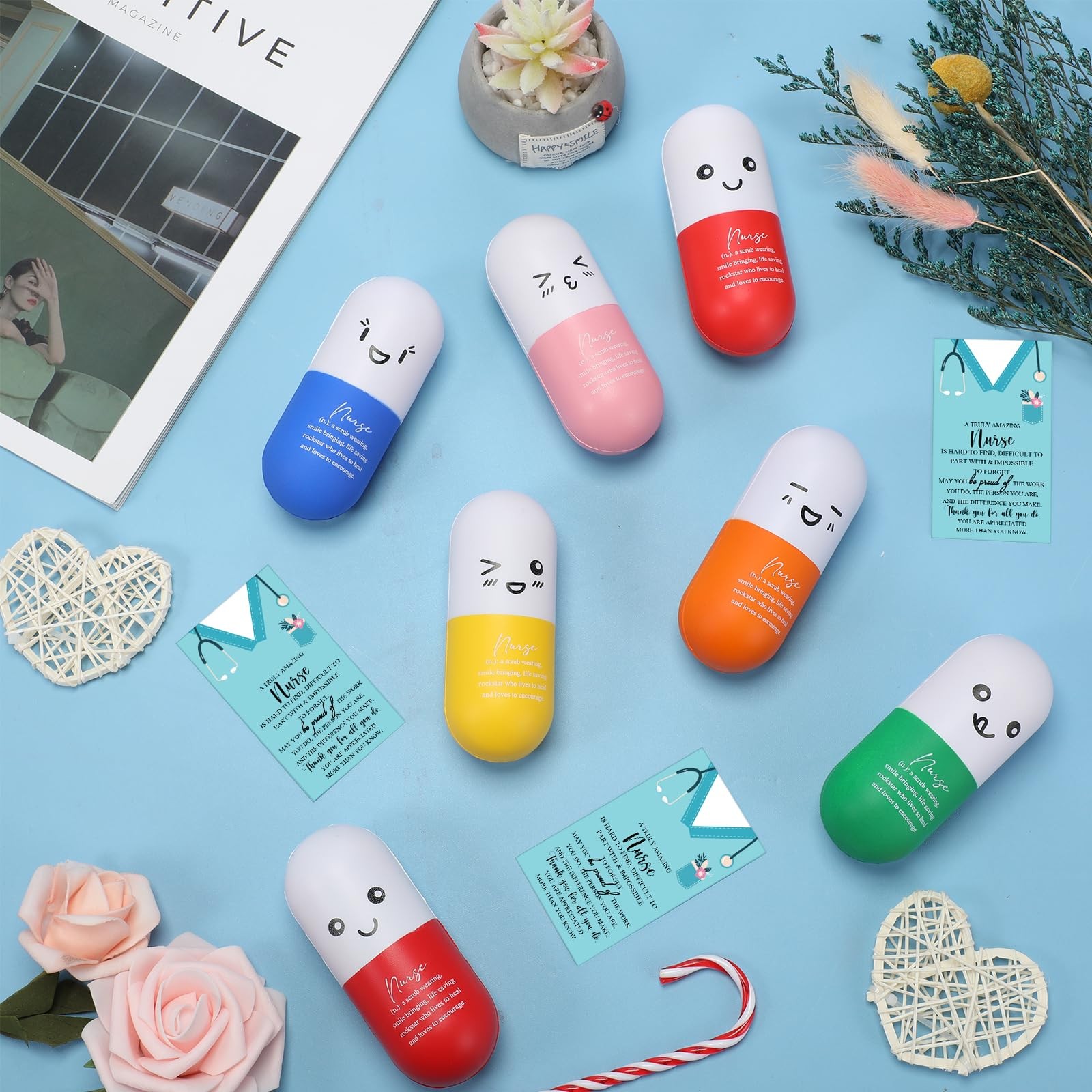 Shappy 24 Set Vitamin Pill Heart Stress Balls Relief Stress 2026 Cna Week Nurse