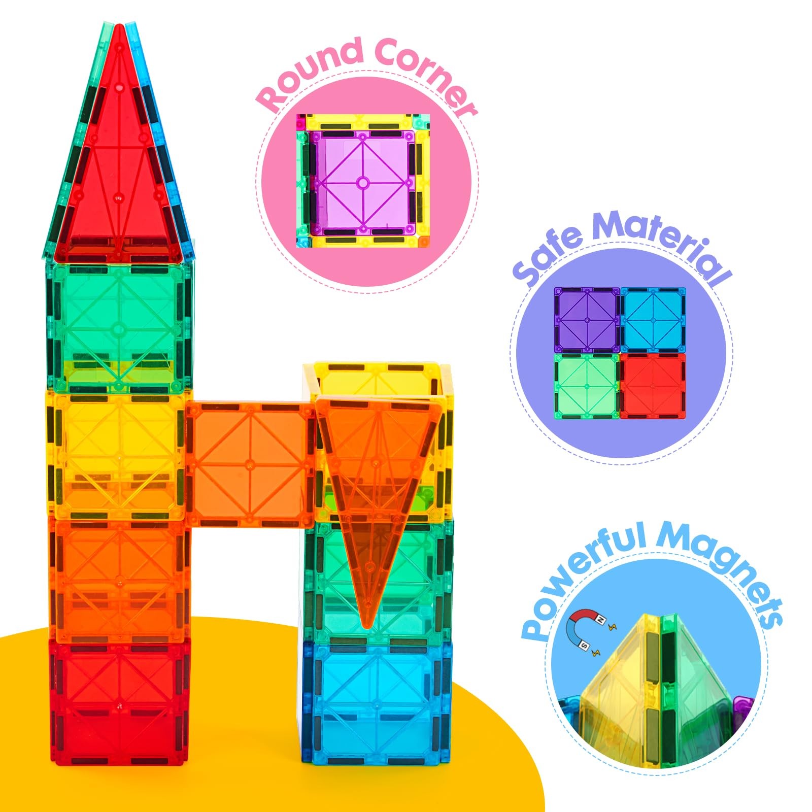 Gemmicc Magnetic Tiles, Magnet Toys Building Blocks for Kids, STEM 34PCS