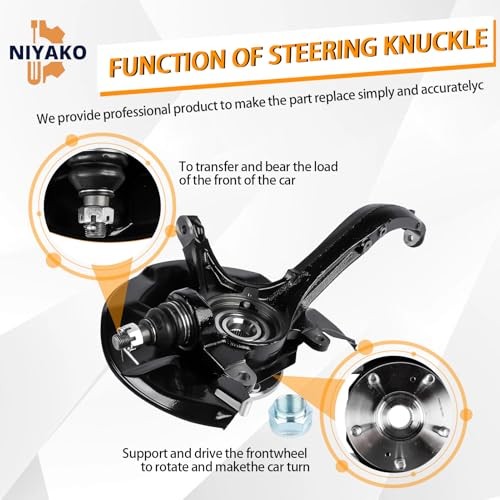Front Left Side Steering Knuckle & Wheel Bearing Hub Assembly Replacement# 698