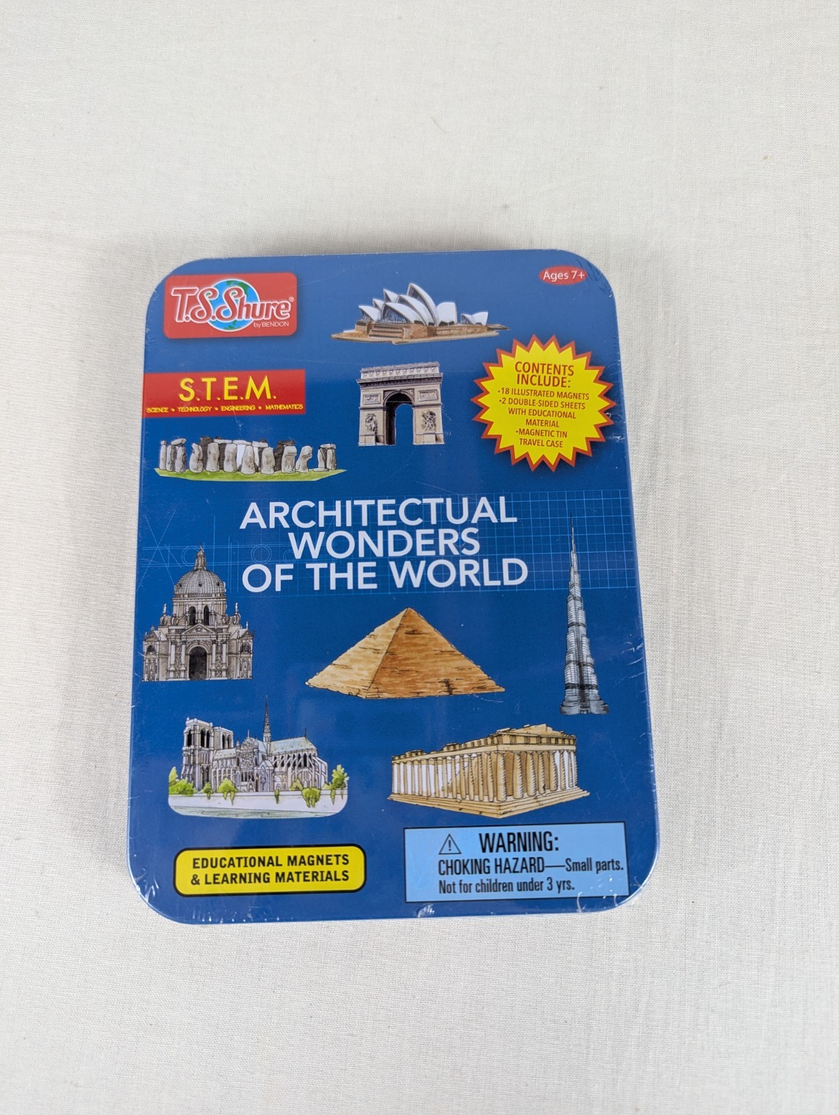 Architectural Wonders of the World Educational STEM Magnets Bendon Tin Case NEW