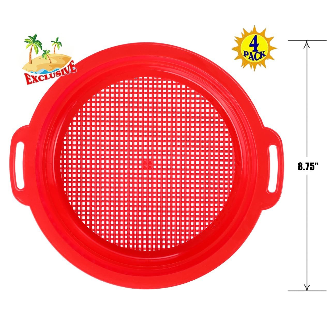QINGLER Sand Sifters Sieve for The Beach Small, Red, Blue, Yellow & Green